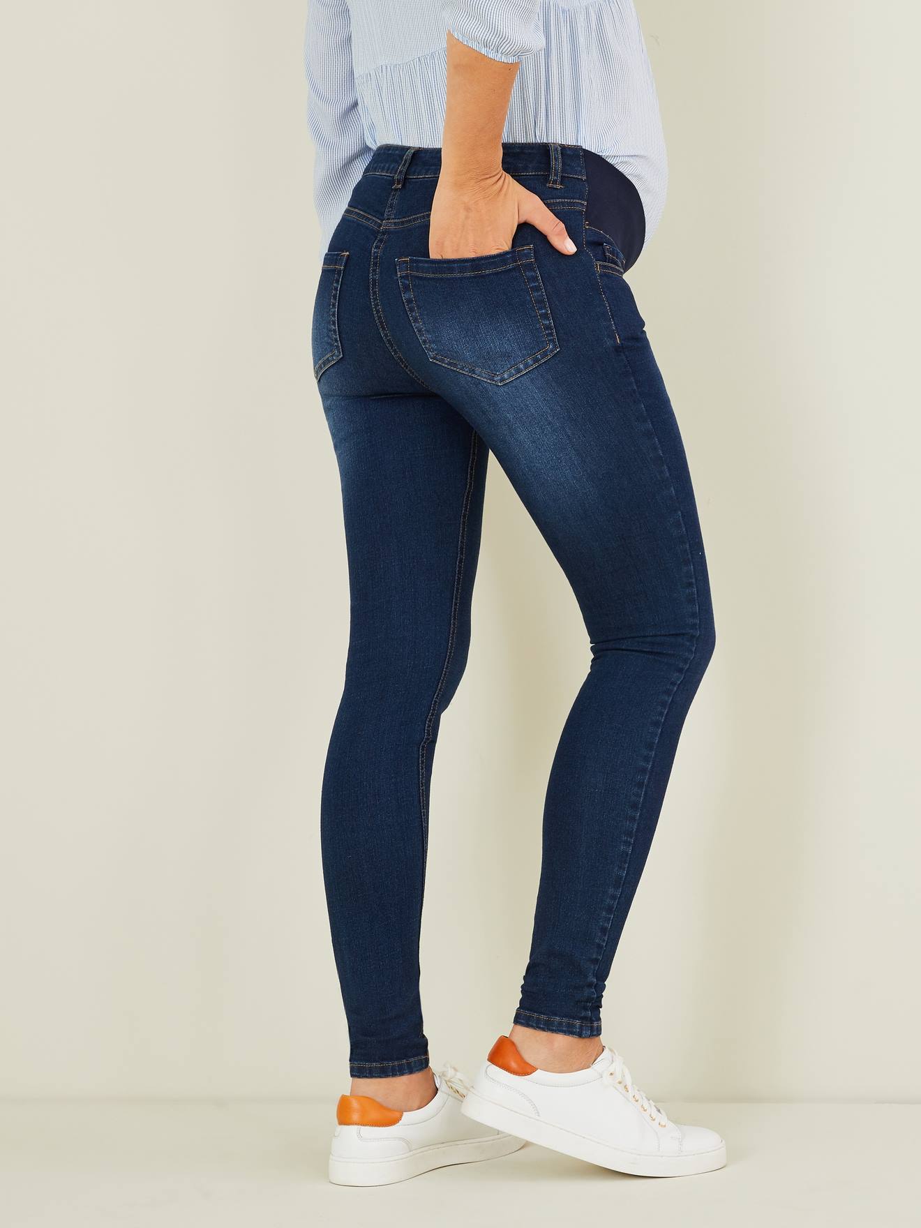 Vertbaudet Skinny-Umstandsjeans, schmaler Stretcheinsatz - dark blue