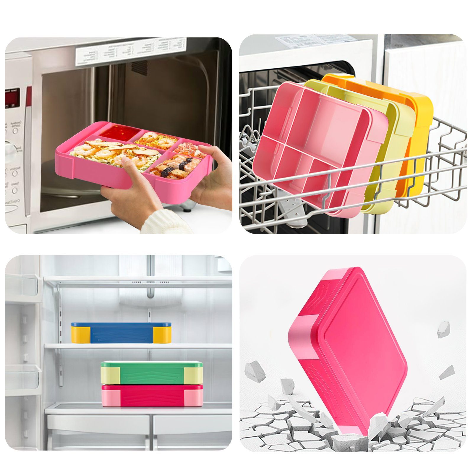 MDHAND Lunchbox Rechteckige Bento-Box, Kunststoffe, (1-tlg), Mit Multibesteck