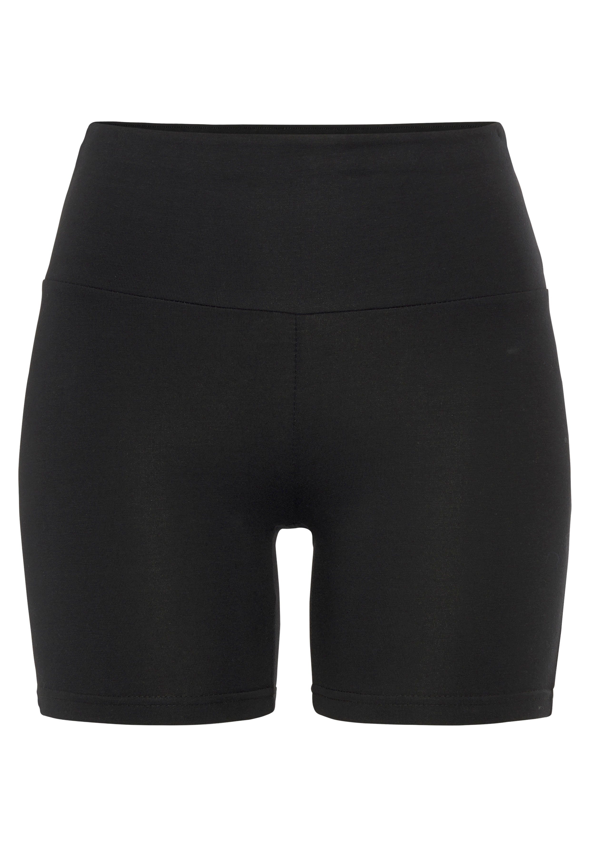 LASCANA Shorts mit breitem Bündchen und Logodruck, Loungewear