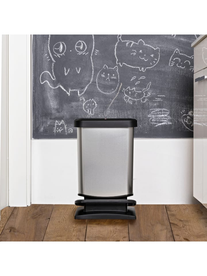 Rotho Paso Mülleimer 20l mit Deckel, Kunststoff (PP) in Silber metallic günstig kaufen onesize