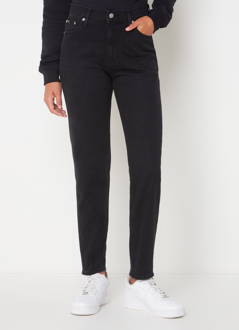 Blugi Calvin Klein cu talie înaltă, croială mom fit, cu decolorare
