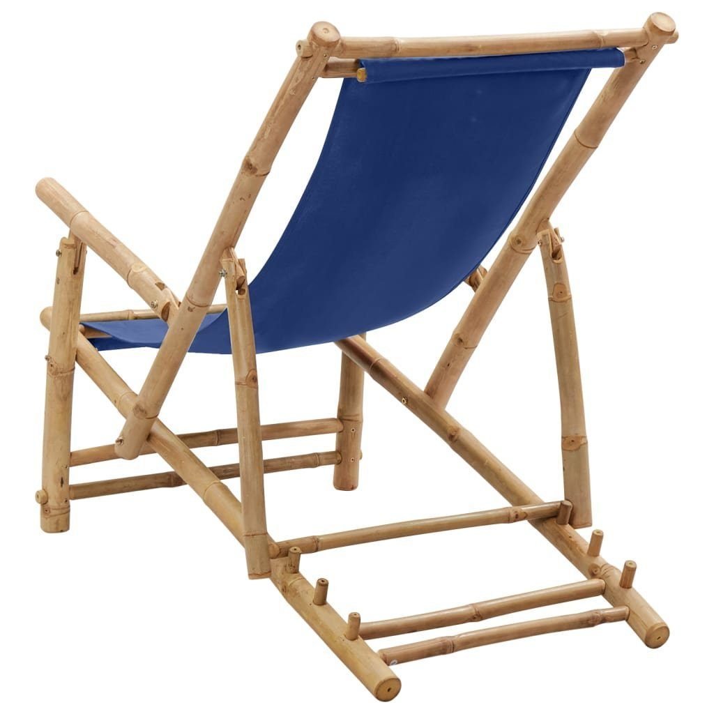 vidaXL Gartenstuhl Liegestuhl Bambus und Canvas Marineblau (1 St)