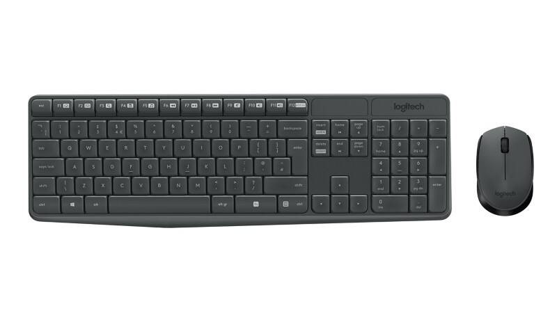 Logitech Tastatur-Maus-Set MK235 920-007931 Kabellos Schwarz QWERTY (US) International