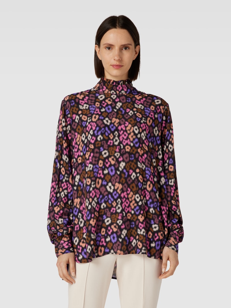 Blusenshirt aus Viskose mit Allover-Muster in lila