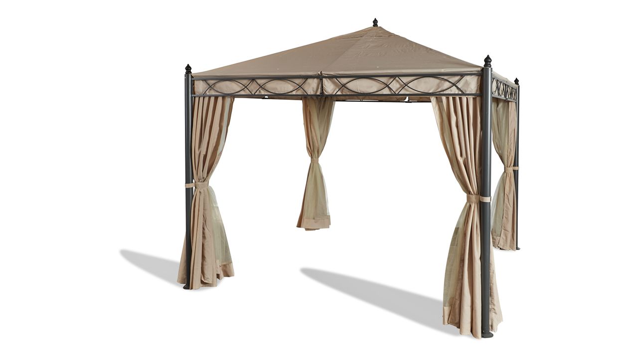 Grasekamp Garten-Pavillon ROM 3x3m mit 2 Seitenteil Sets geschlossen und mit Moskito Netz Party-Zelt Terrassen-Dach