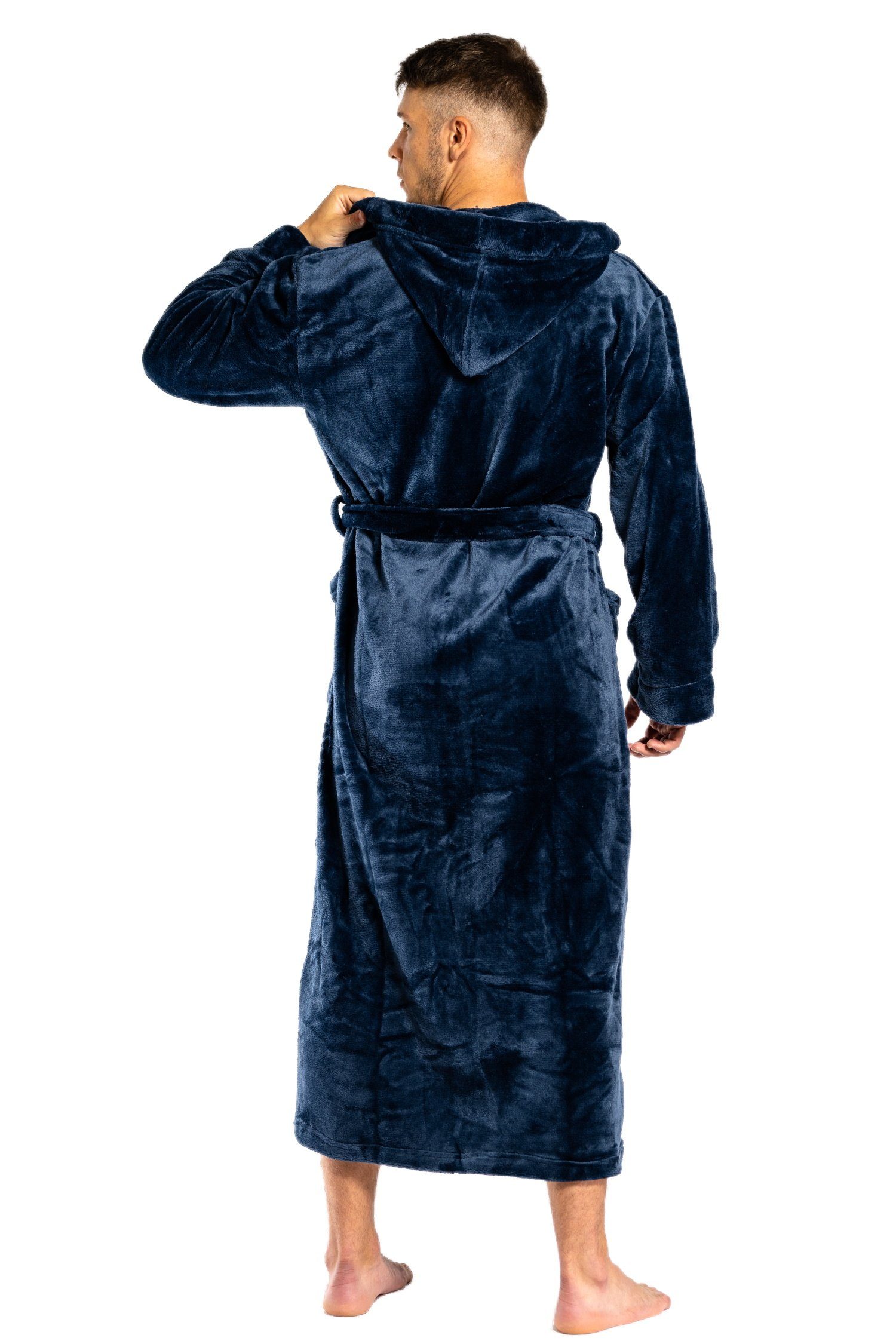 Di Ficchiano Bademantel Di Ficchiano Unisex Herren Damen Bademantel mit Kapuze I Größen XXS -, Polyester, Kapuze, Bindegürtel