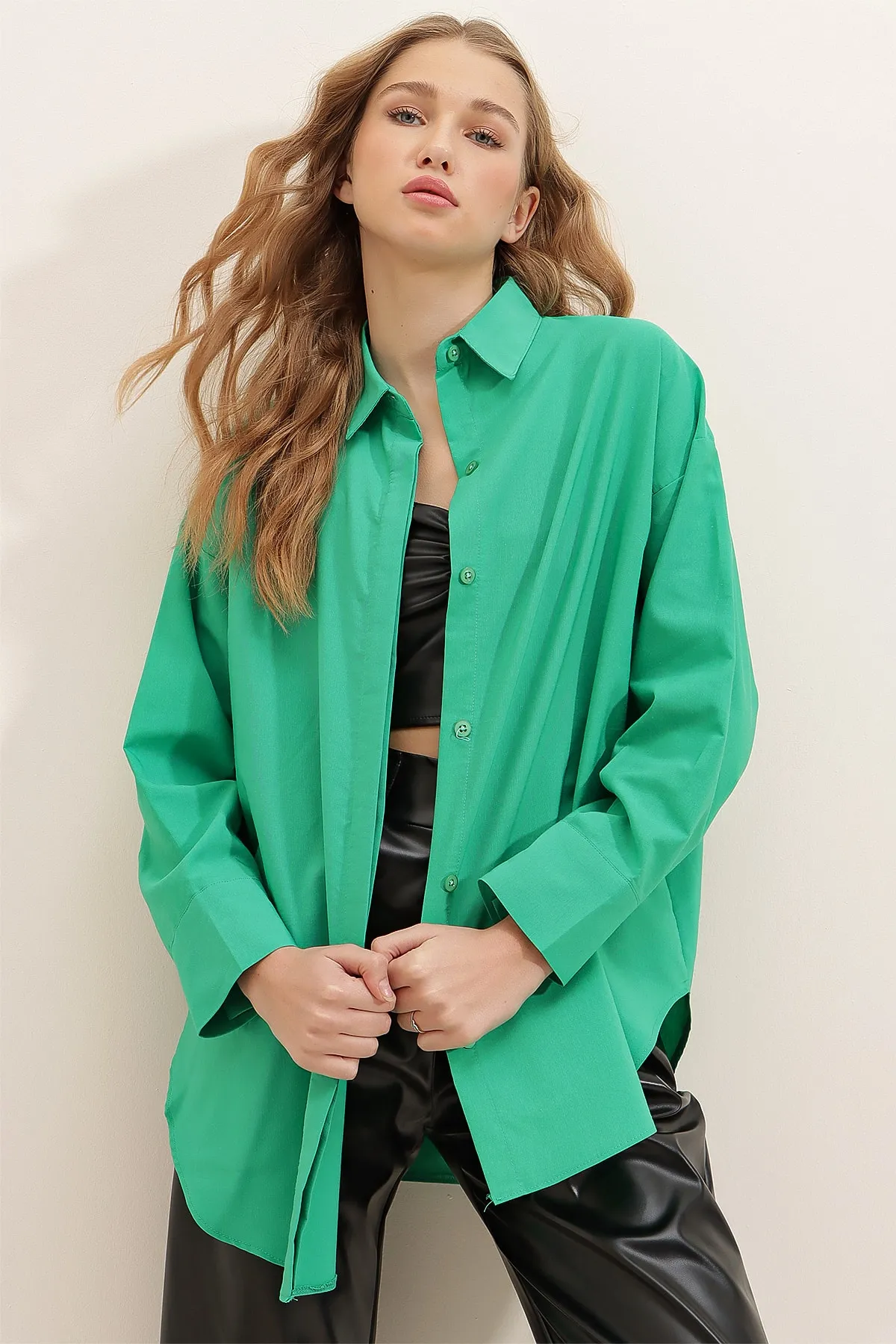 Trend Alaçatı Stili  Hemd - Grün - Relaxed Fit