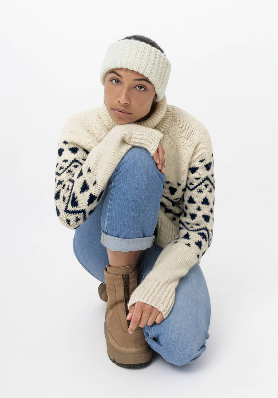 Jacquard-Pullover aus Bio-Merinowolle mit Alpaka