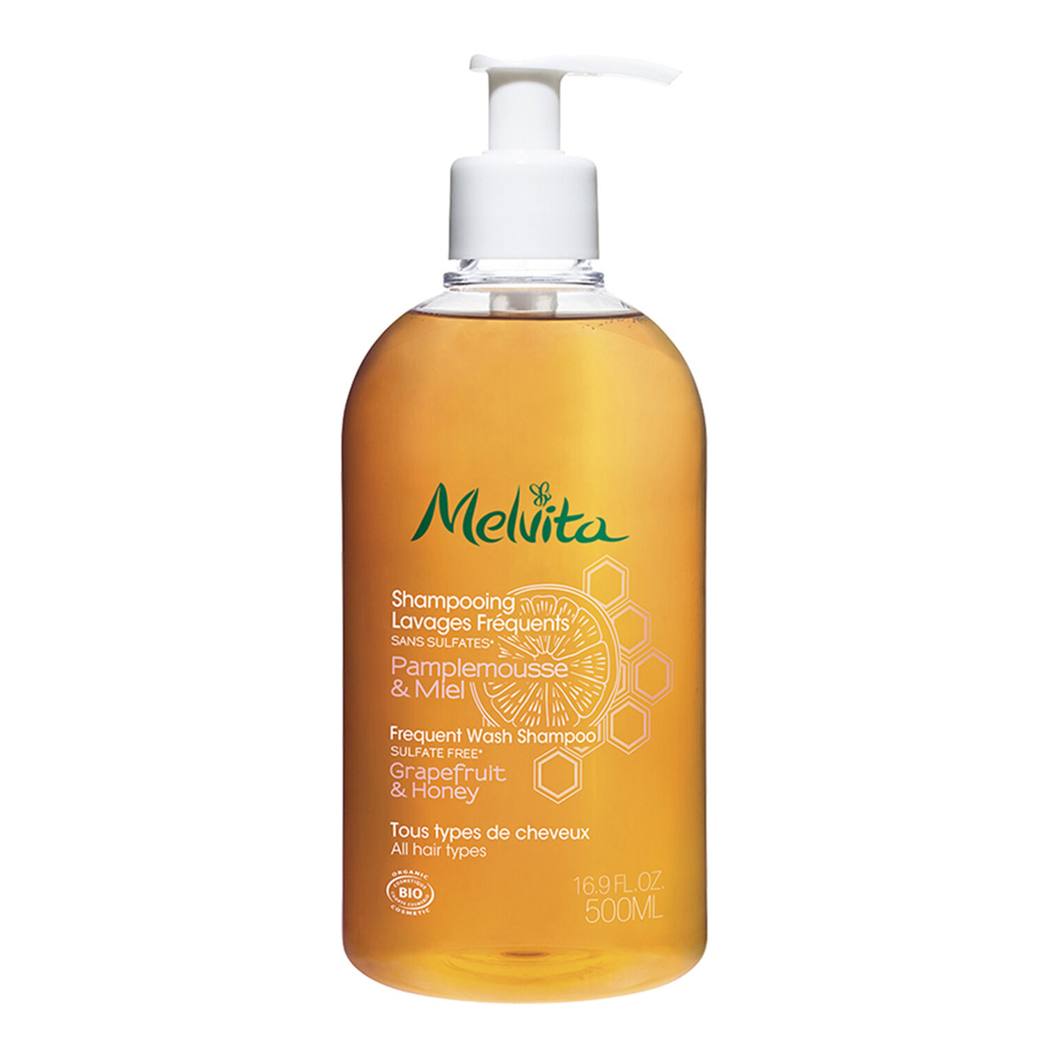 Melvita Shampooing Lavages Fréquents Pamplemousse & Miel