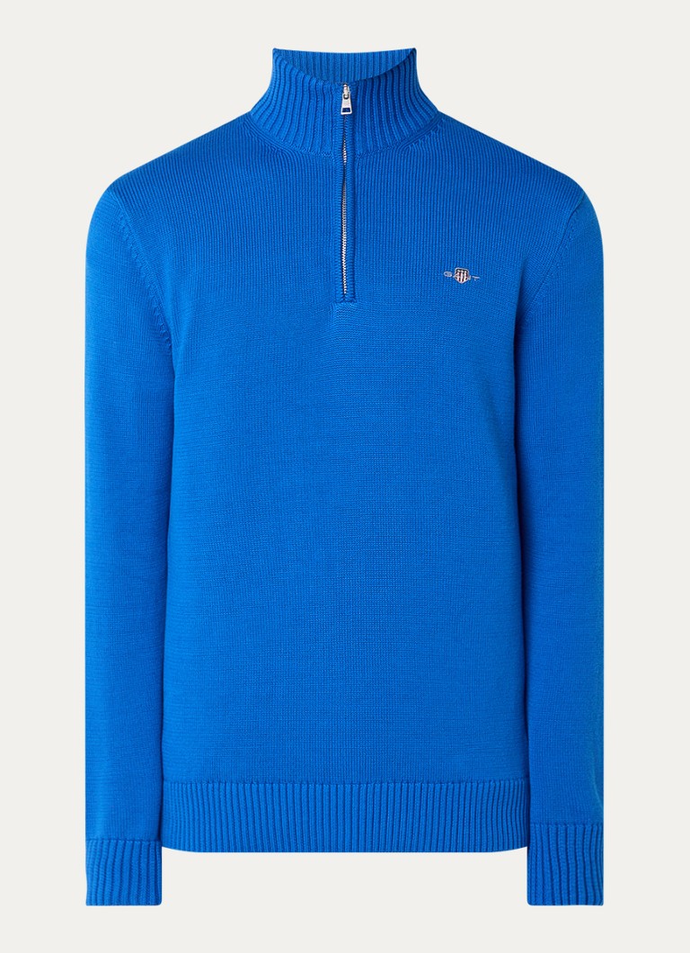 Pullover Gant in maglia fine con mezza zip e logo