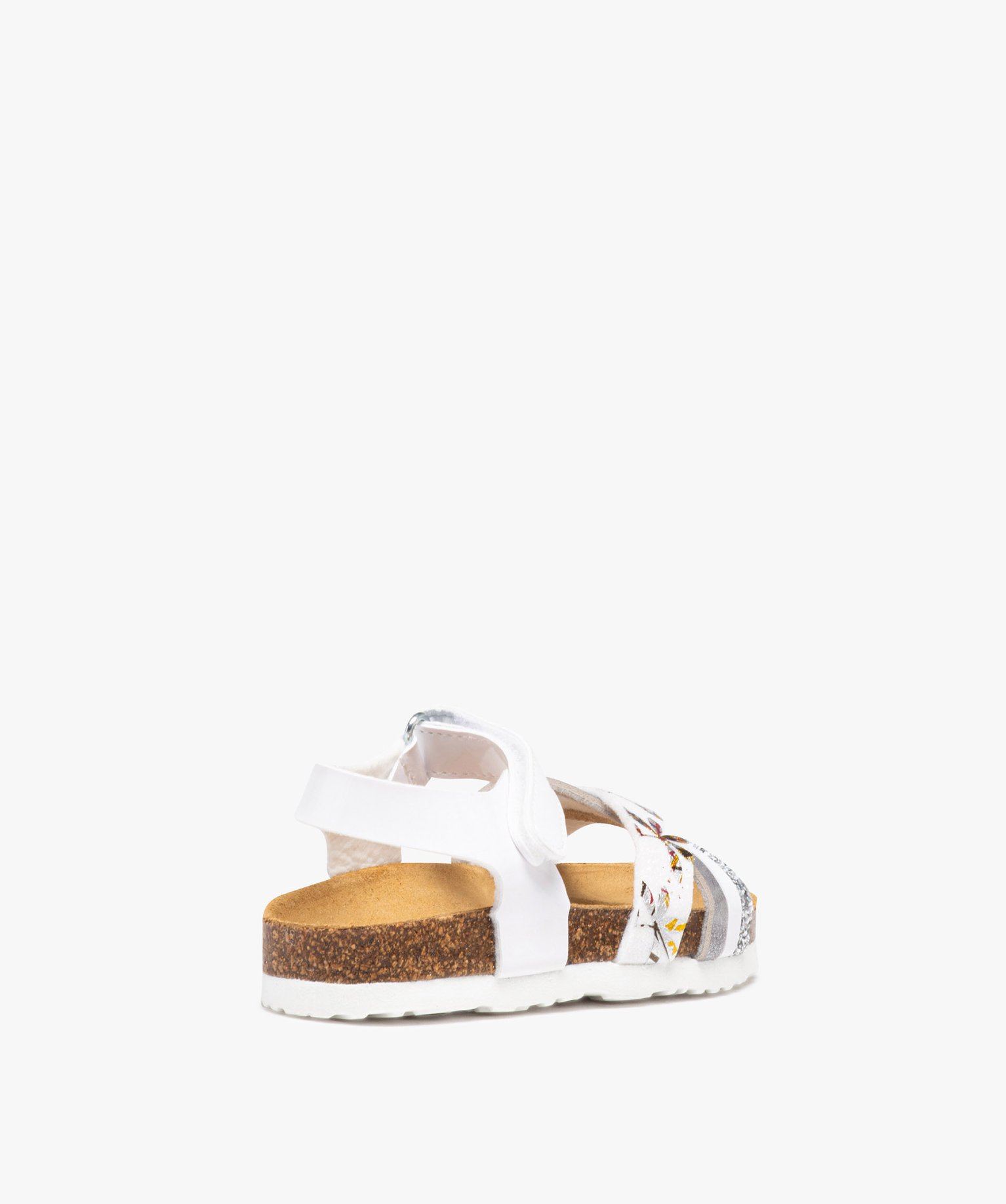 Sandales fille à motifs et à brides contrastées à paille... blanc | GEMO