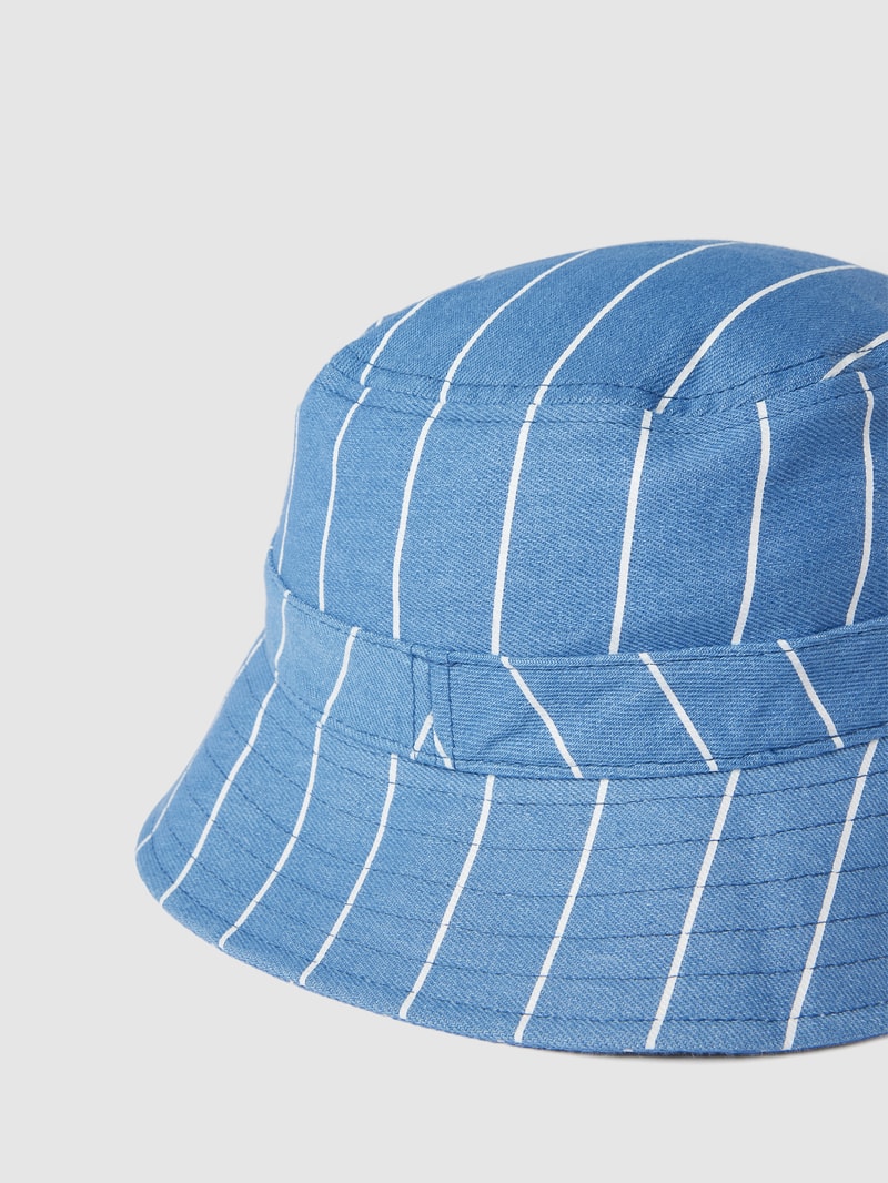 Bucket Hat mit Streifenmuster in blau