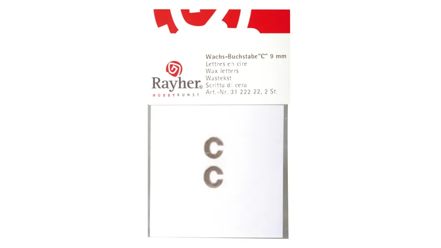Rayher Wachsbuchstaben -C- silber 9mm 2Stück