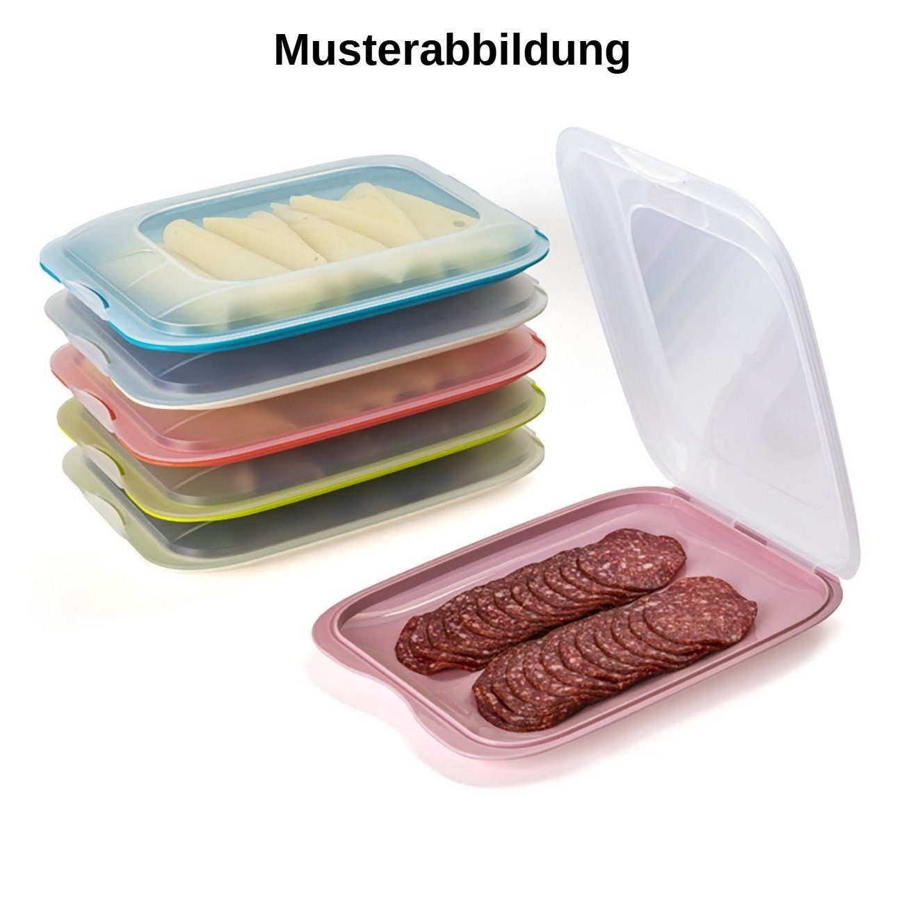 Engelland Frischhaltedose Aufschnittdosen, Kühlschrankbox, Kunststoff, Kunststoff, (Vorteils-Set, 6-tlg., mit transparentem Deckel), stapelbar, platzsparend, Ordnung im Kühlschrank, Organizer, Stapelbox