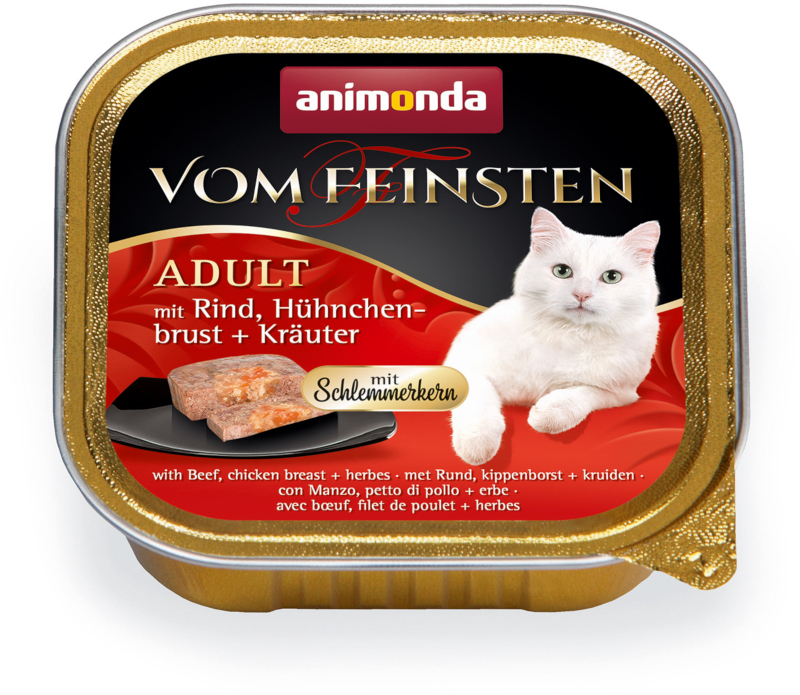 Animonda Nassfutter Animonda Vom Feinsten Adult mit Schlemmerkern 32x100g Rind, Hühnchenbrust & Kräuter