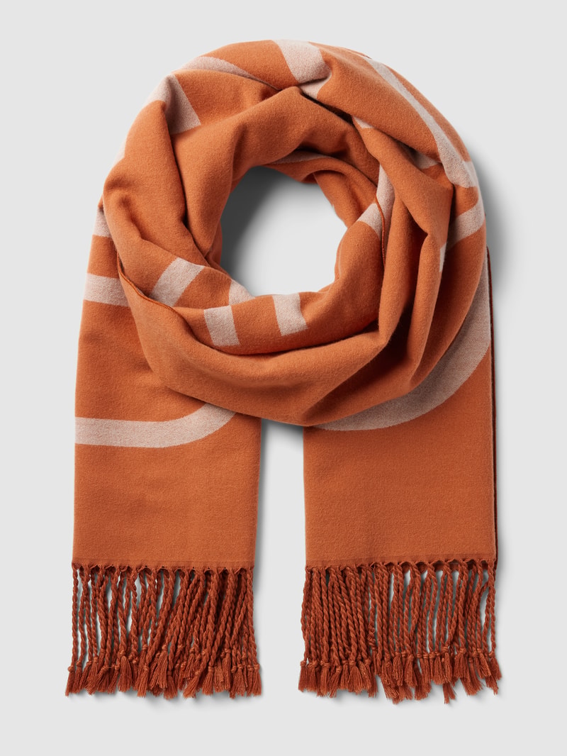 Schal mit Label-Stitching in dunkel orange