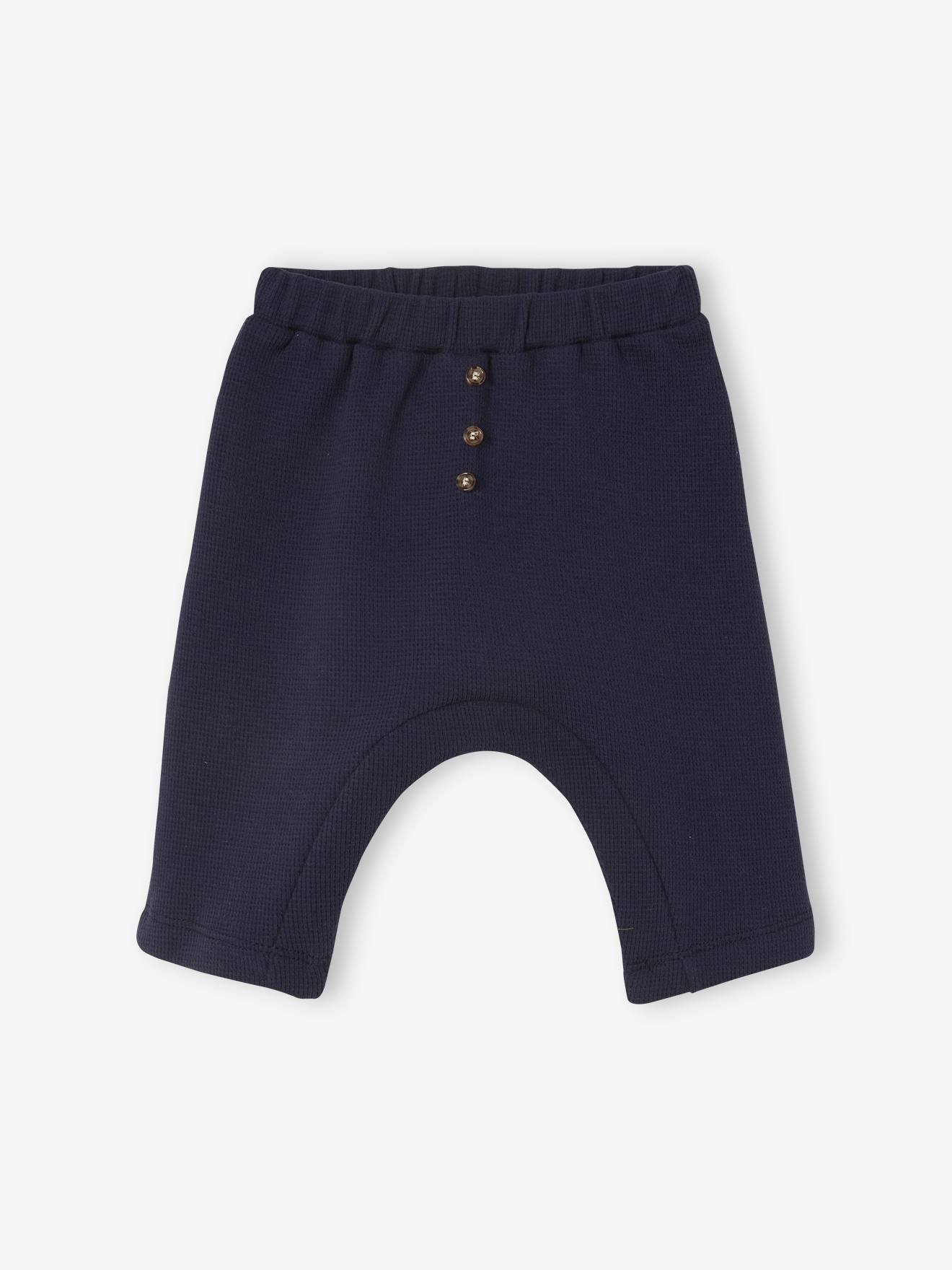 Lot de 2 pantalons bébé en nid d'abeille lot ivoire