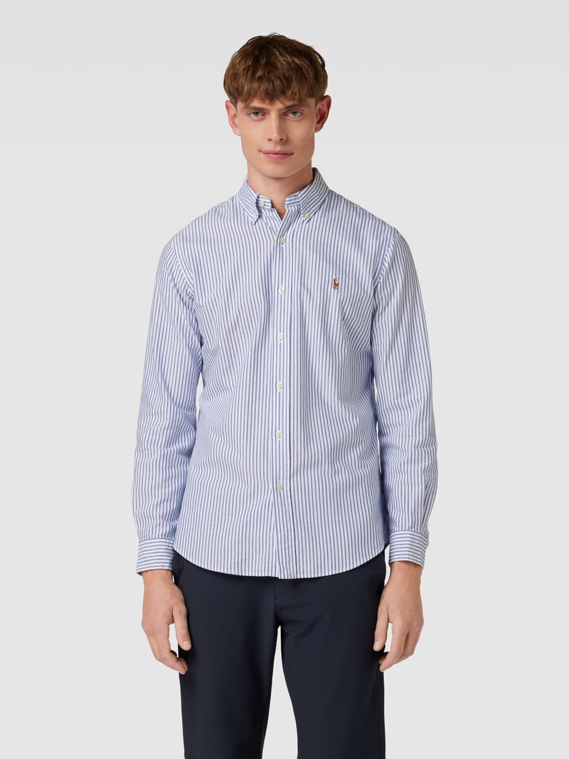 Custom Fit Freizeithemd mit Button-Down-Kragen in ozean blau