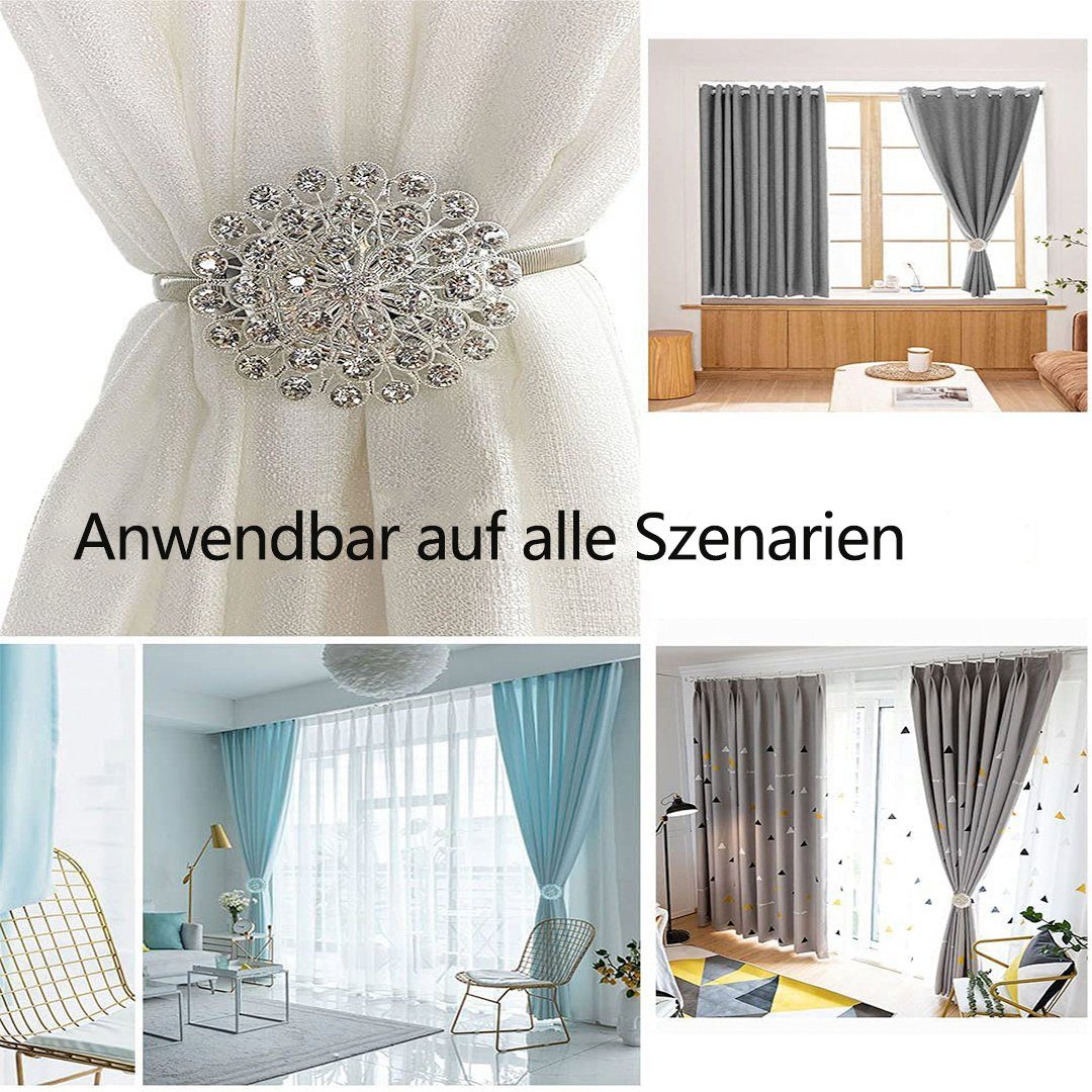 Raffhalter Magnetische Raffhalter für Vorhänge,glitzernde Kristallblumen-Vorhang, SOTOR, (1-tlg), Raffhalter mit hochelastischem Federdraht für Home Office Dekoration