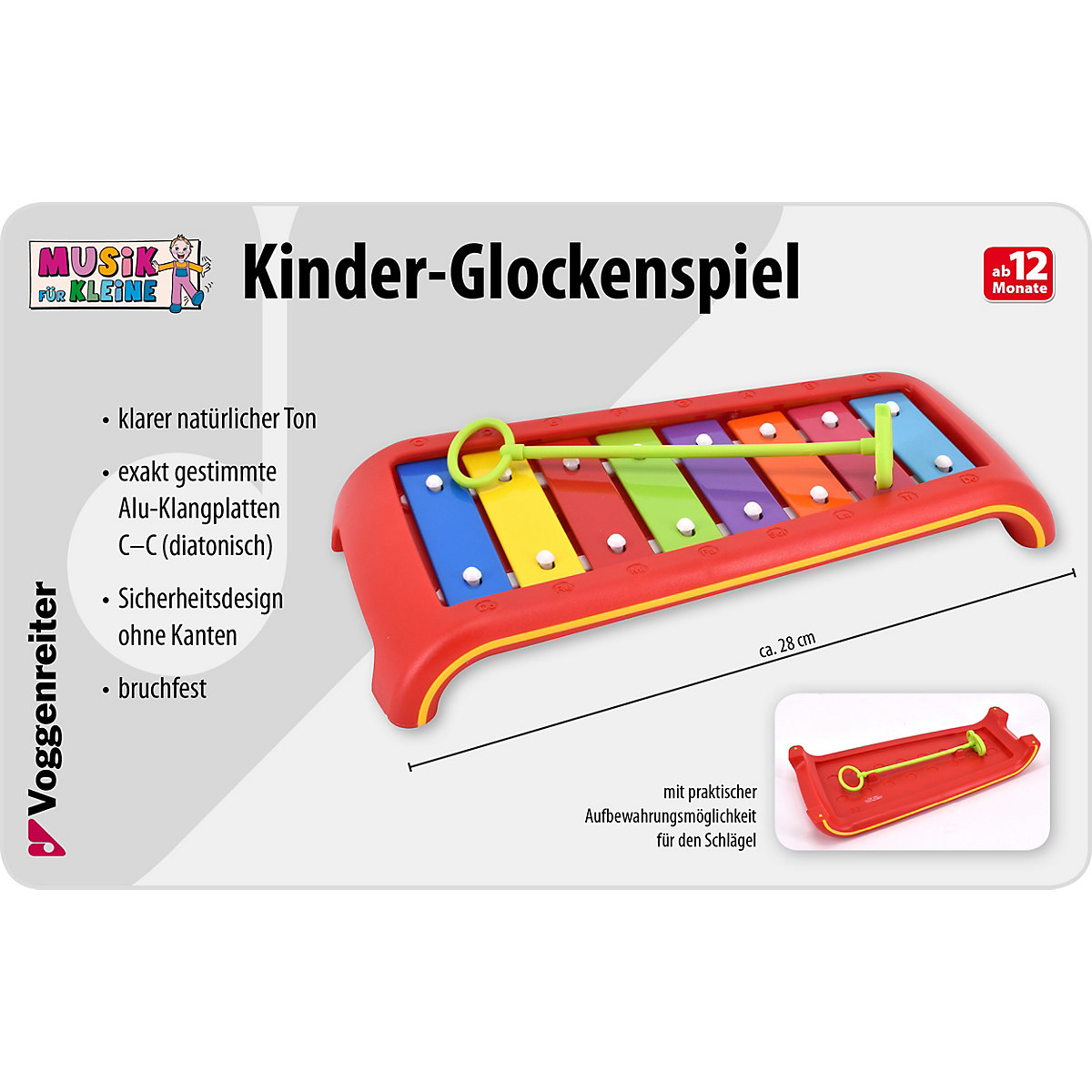 Musik für Kleine: Kinder-Glockenspiel (8 Klangplatten C bis C, diatonisch)
