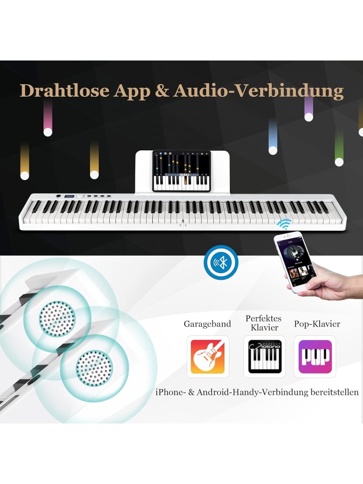 COSTWAY Elektroklavier 88 Tastatur in Weiß günstig kaufen 30 cm