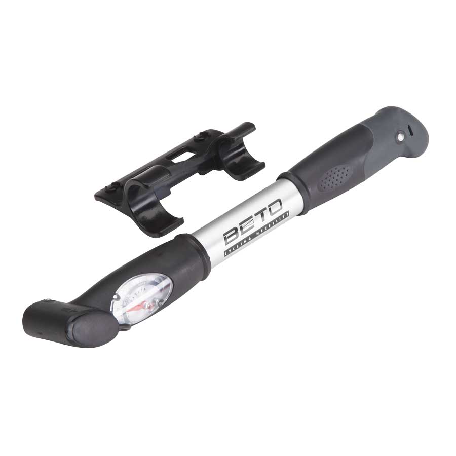Alu-Luftpumpe "TWO WAY" mit Duo-Kopf, Manometer und Halter - ATU