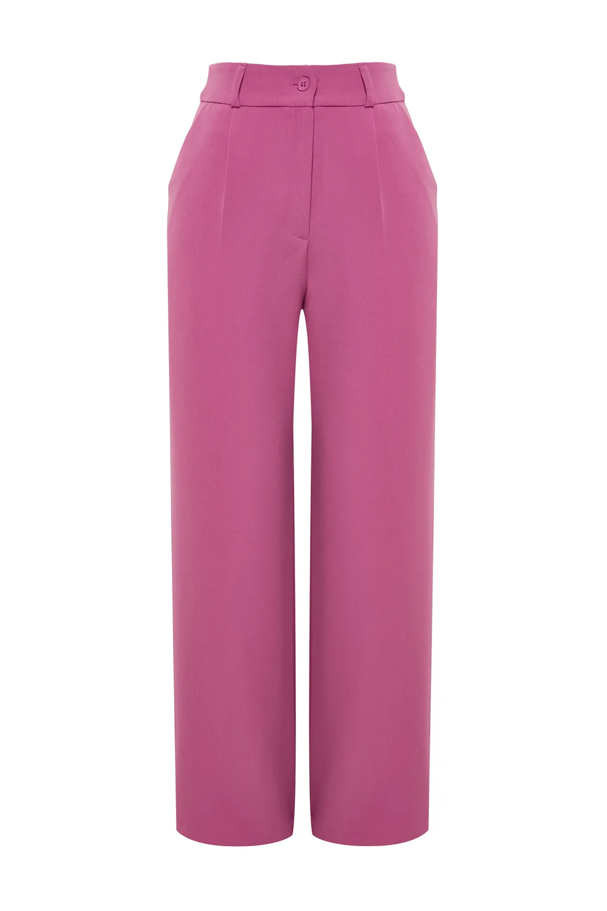 Trendyol Collection  Fuchsiafarbene, gewebte Hose mit hoher Taille und weitem Bein/Plissee mit weitem Bein TWOAW21PL0076