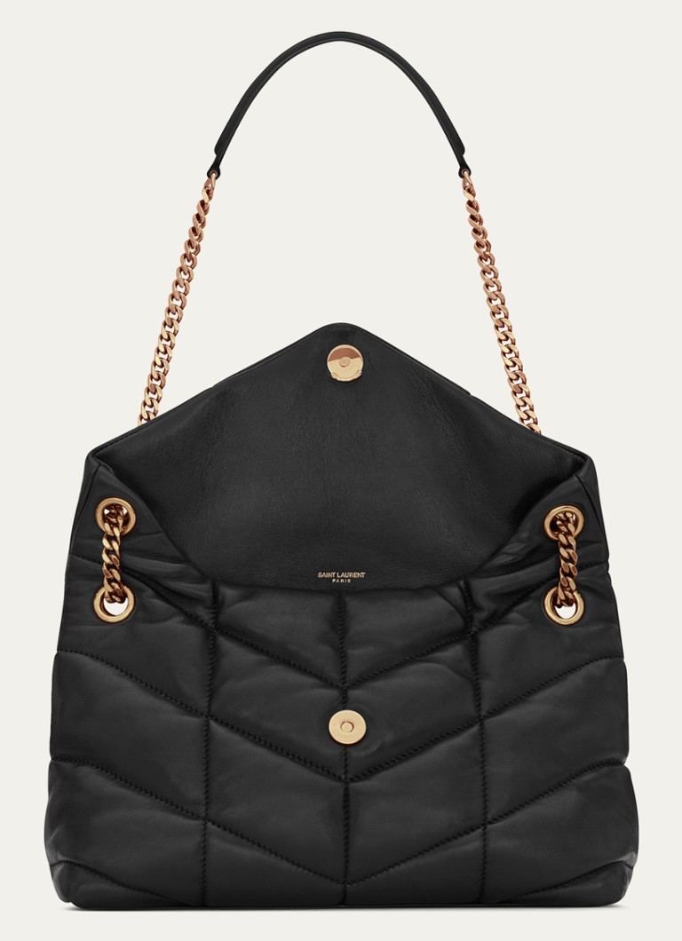 Saint Laurent Puffer Mala torba za rame od prošivene janjeće kože