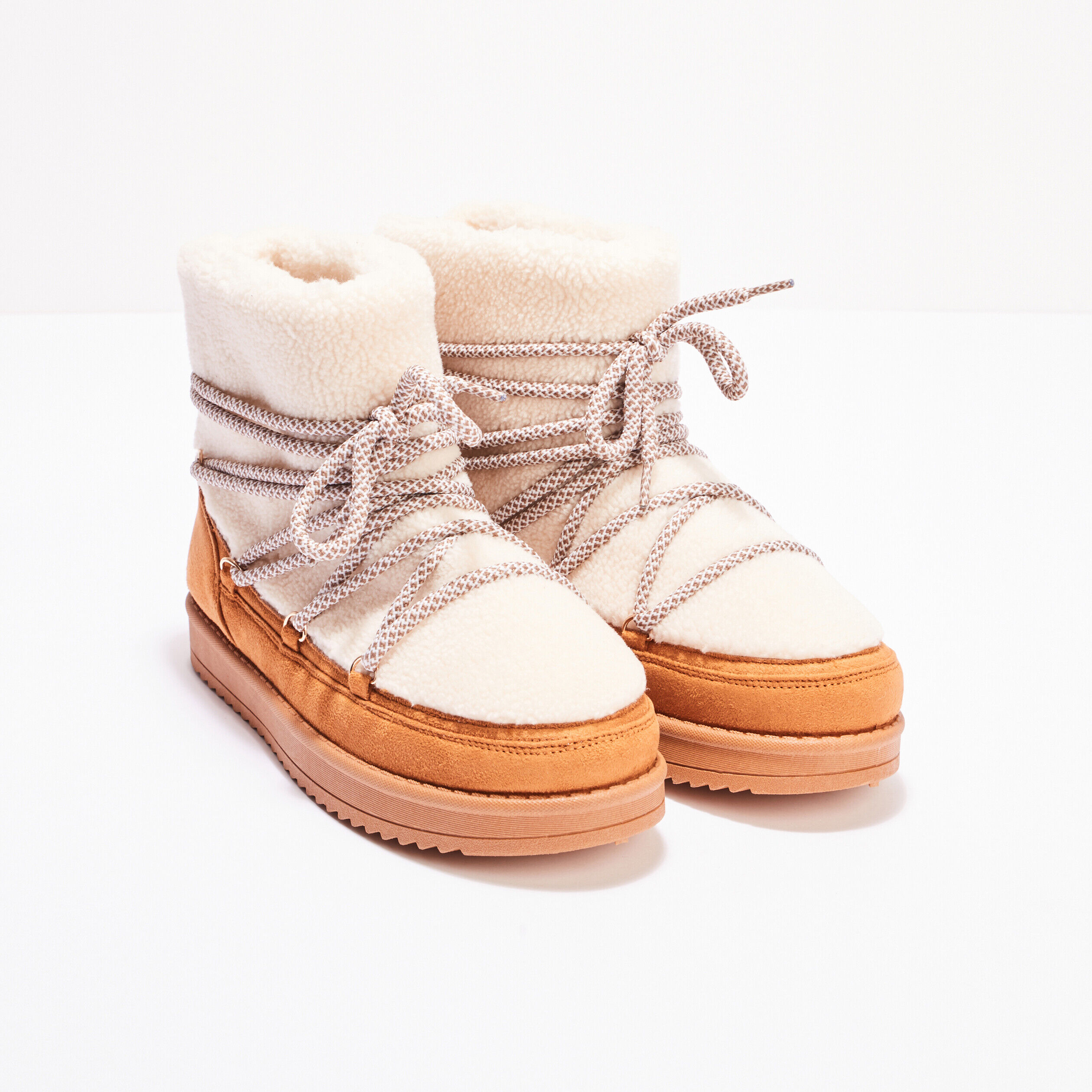 Bottines après-ski à lacets camel femme | Cache Cache