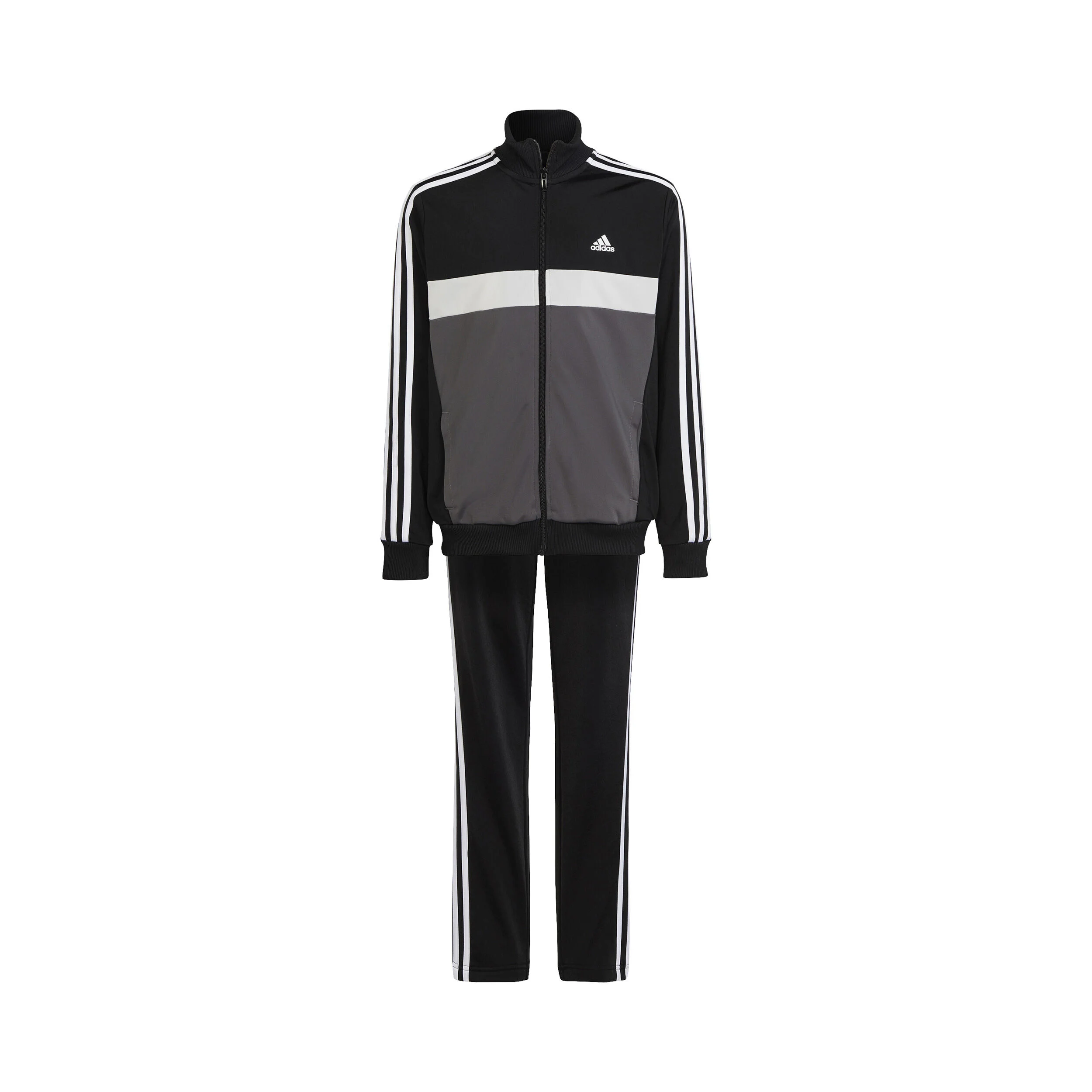 Essentials 3-Stripes Tiberio Trainingsanzug Jungen - Schwarz, Grau