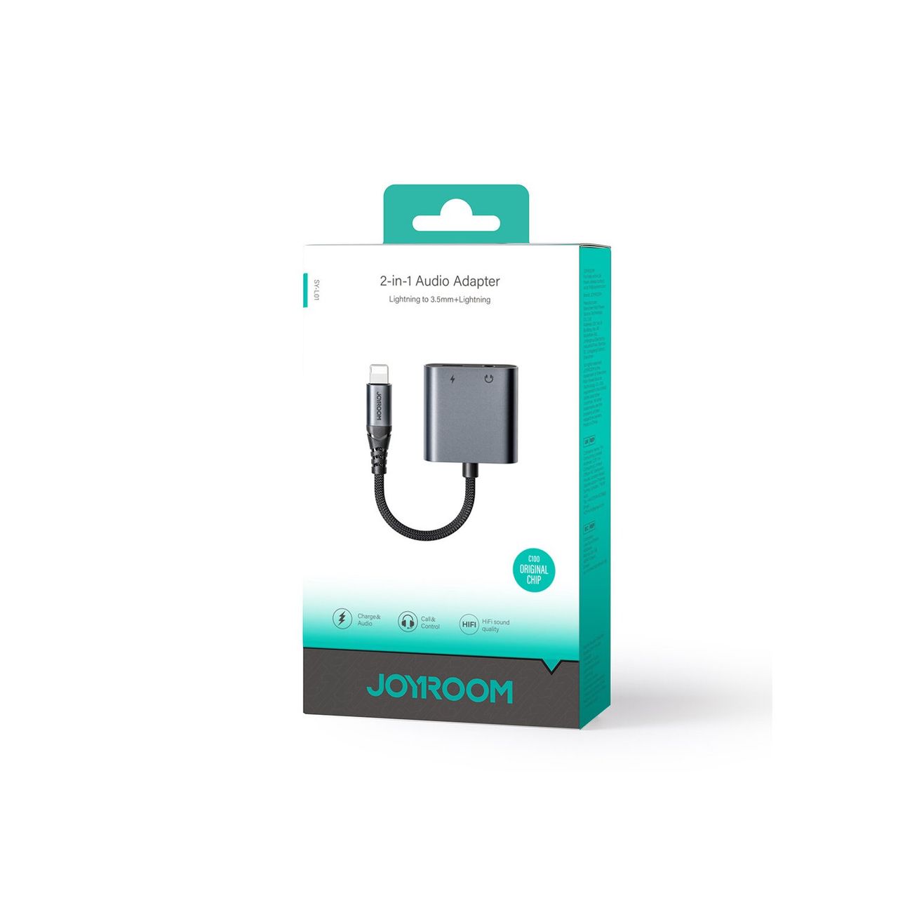 Joyroom iPhone zu iPhone-Anschluss / 3,5-mm-Miniklinken-DAC-Adapter 2in1 – Schwarz