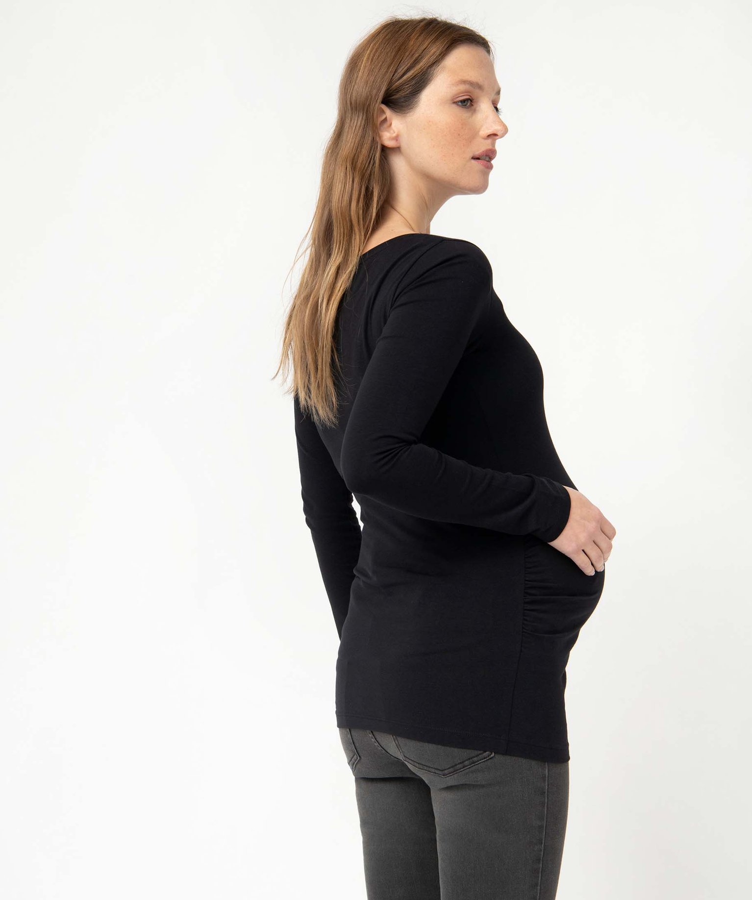 Tee-shirt de grossesse à manches longues noir | GEMO