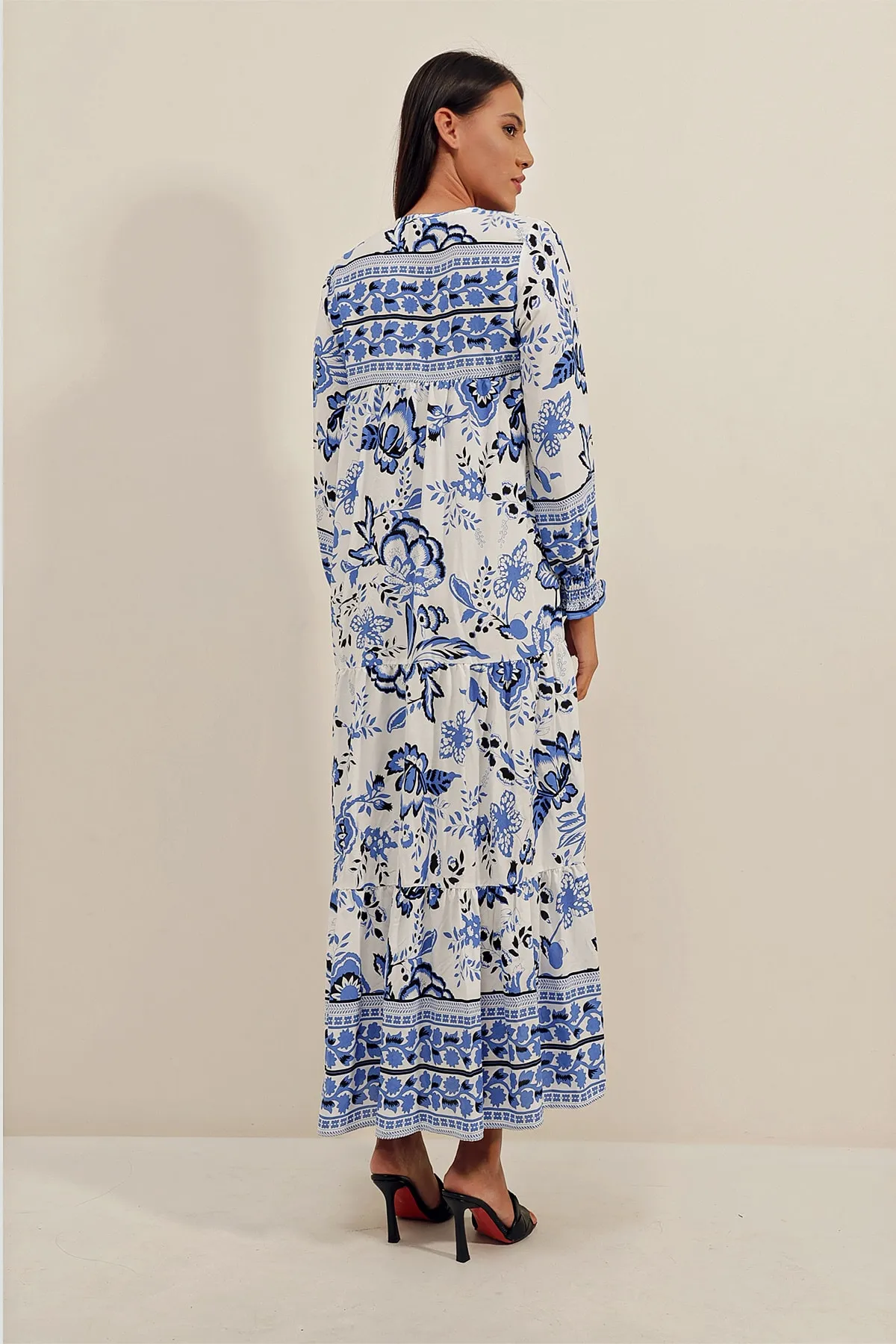 Bigdart  1947 Gemustertes langes Kleid – B.blau