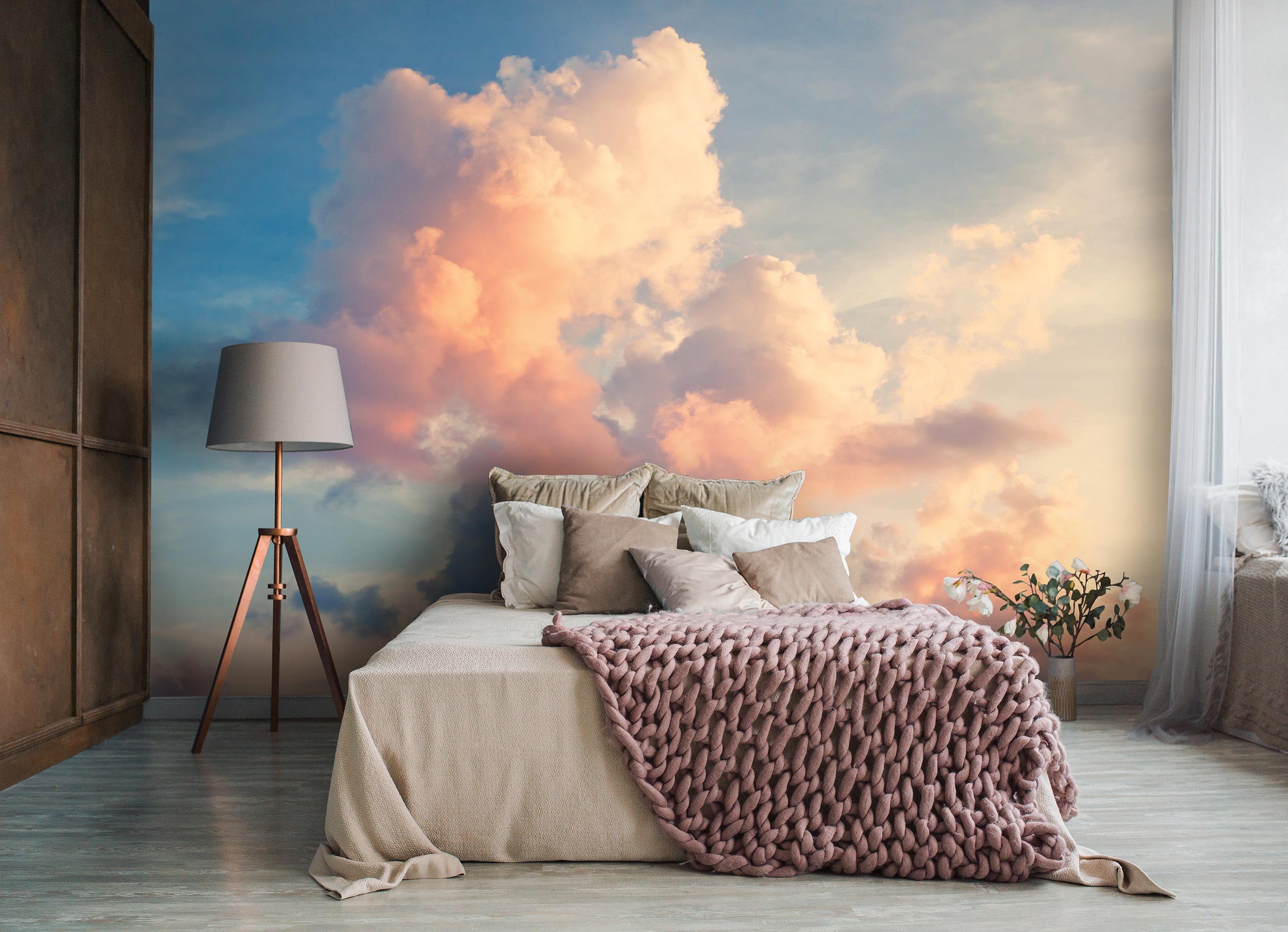 Wallarena Fototapete Kinderzimmer Mädchen Wolken Himmel Vlies Tapete Vliestapete, Glatt, Kinder, Natur, Vliestapete inklusive Kleister