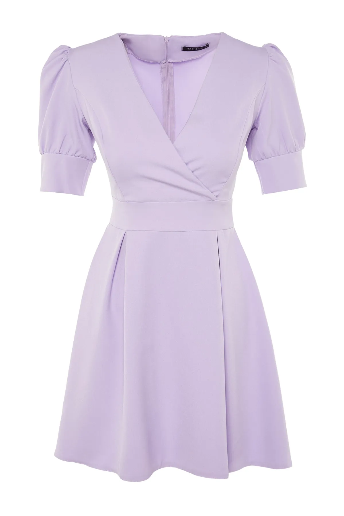 Trendyol Collection  Lilafarbenes A-Linien-Minikleid aus gewebtem Plisseegewebe TWOSS20EL1639