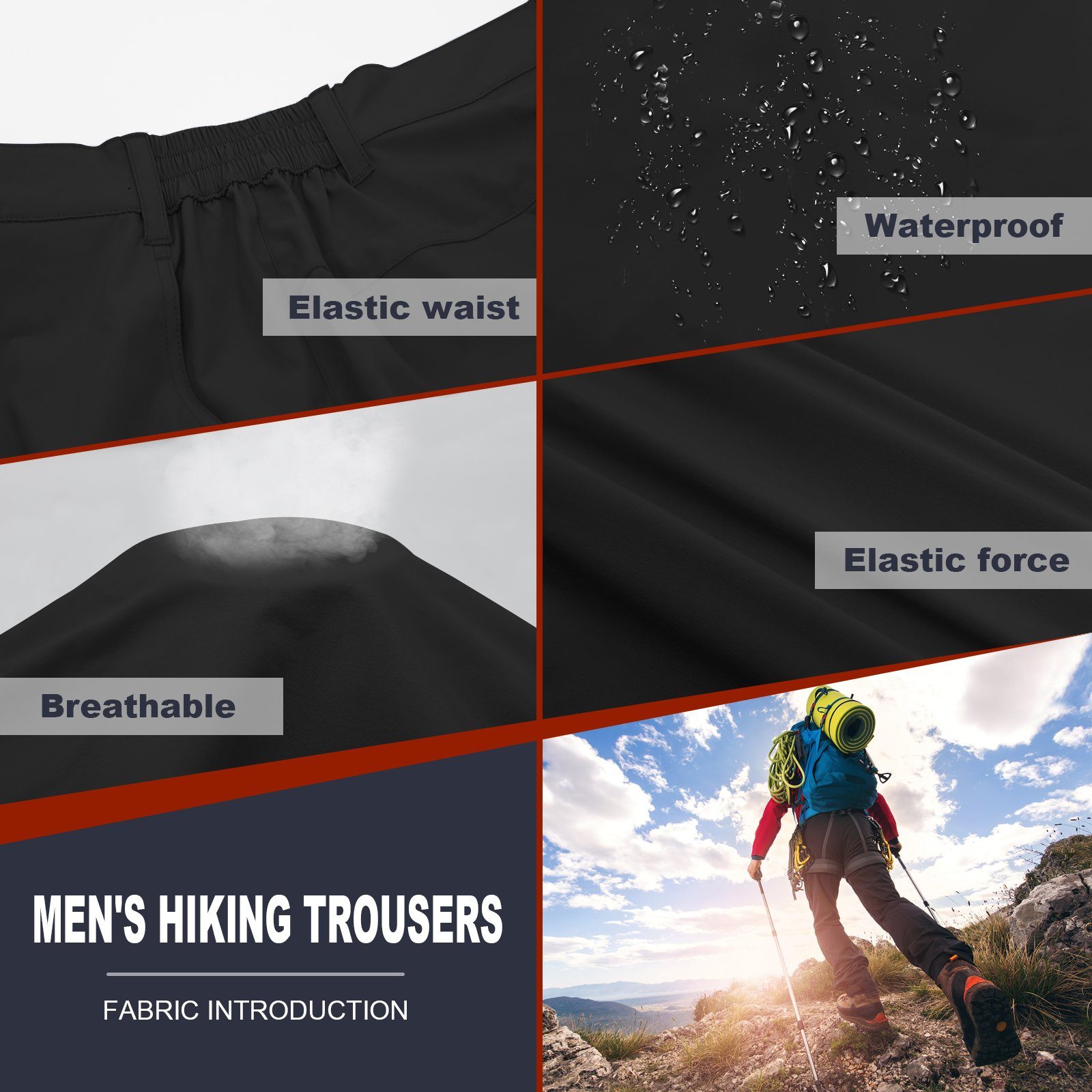 MEETYOO Outdoorhose Herren Softshellhose (Wanderhose,Bergsteigerhosen,Cargohose, Wandern, Camping, Jagd, Klettern, Angeln, Paintball, Armee-Training) atmungsaktiv, Wasserdicht, Mehrfachtaschen, Dehnbar