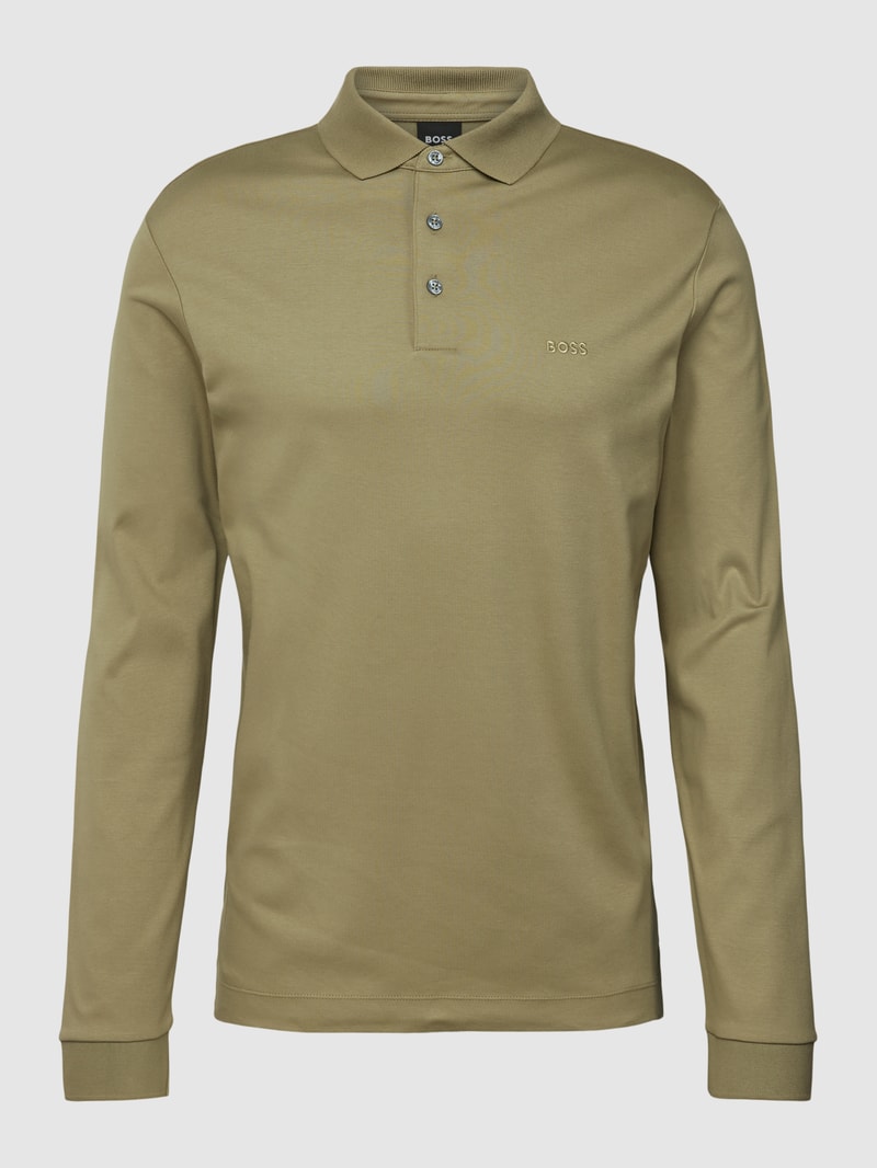 Poloshirt mit Label-Detail Modell 'PADO' in schilf