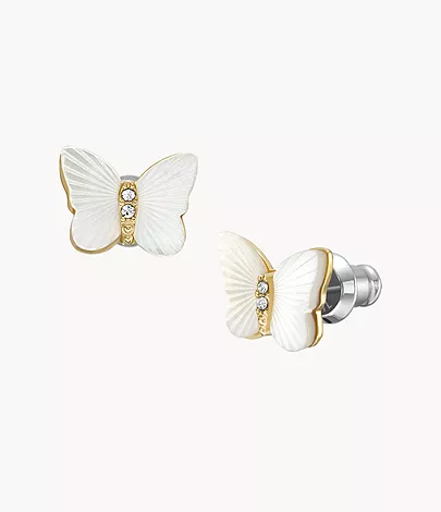 Fossil Ohrstecker Sutton Radiant Wings Butterfly Perlmutt weiß
