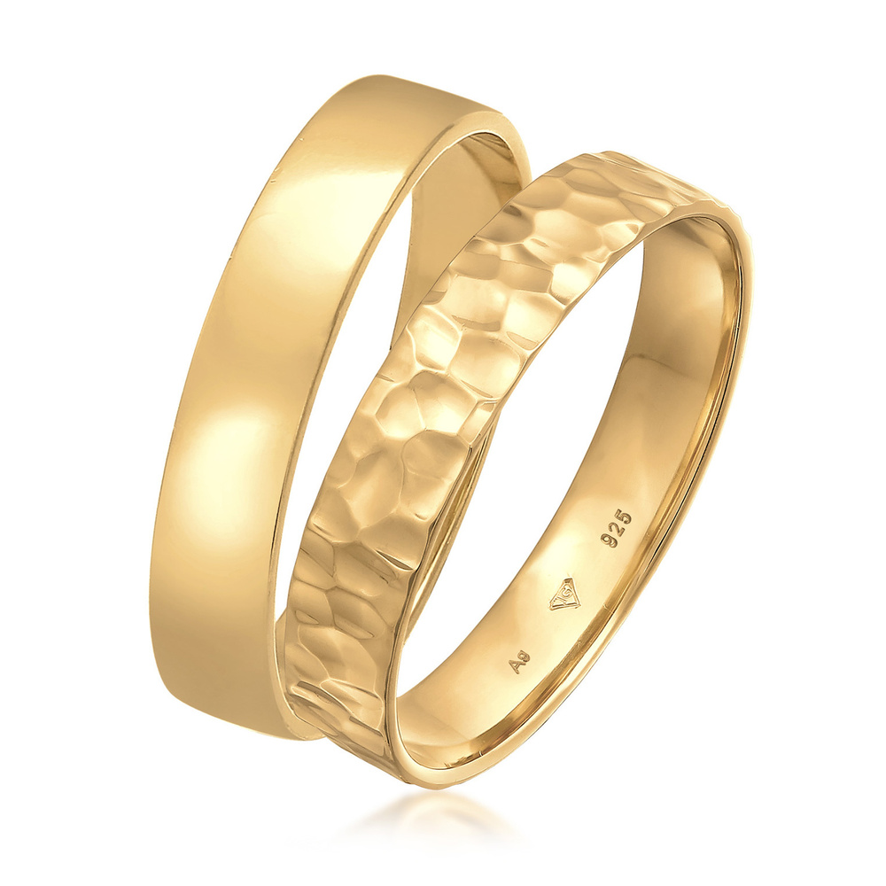 KUZZOI KUZZOI Bague Hommes Bande Set Basique Martelé en Argent Sterling 925 Oxydé Bague
