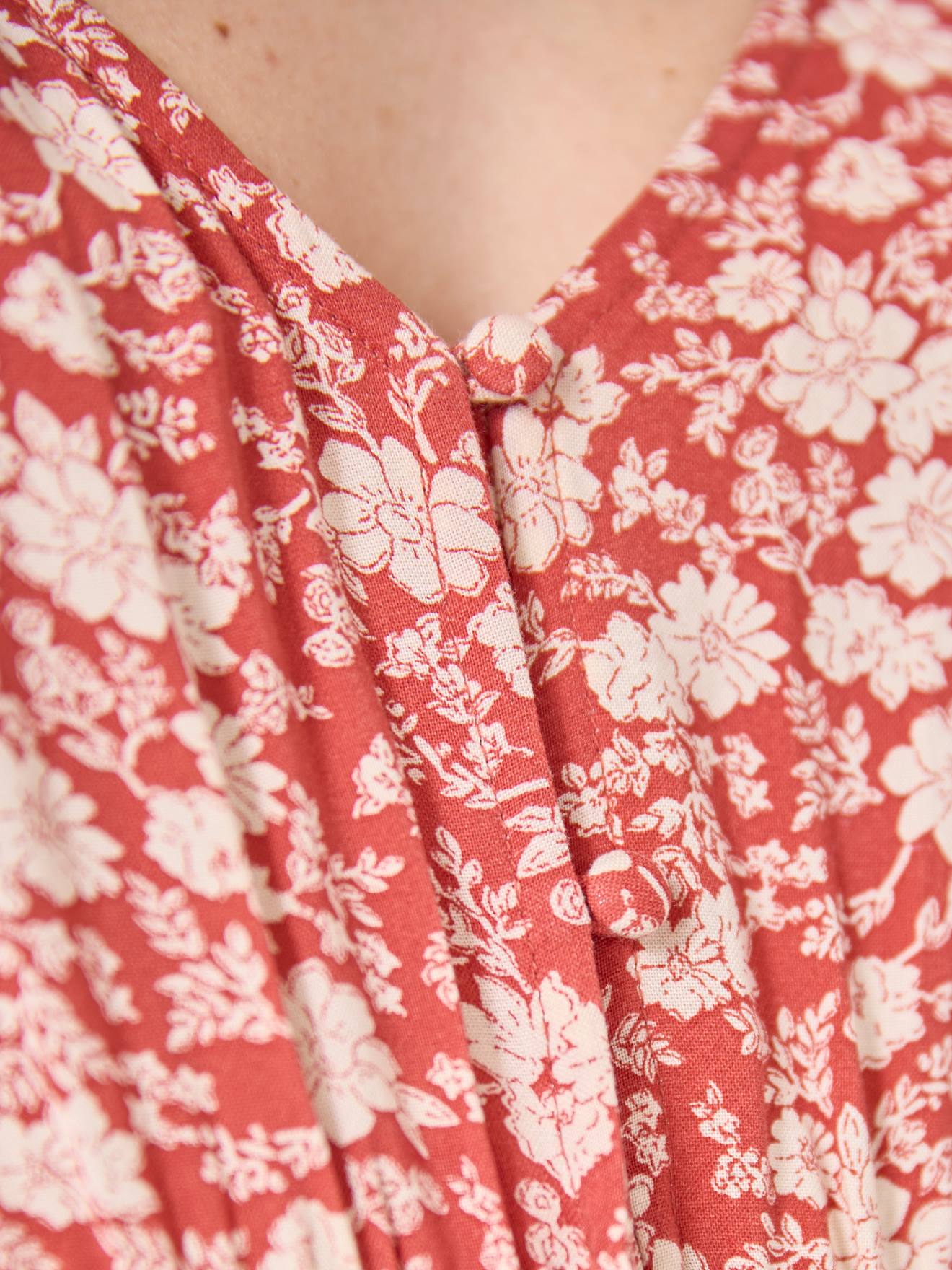 Vertbaudet Maxikleid mit Knopfleiste, Schwangerschaft & Stillzeit - terrakotta farbe