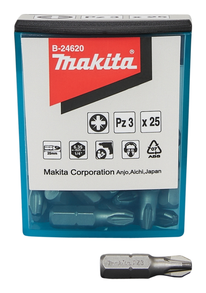 Accesorii Makita B-24620 Schroefbit PZ3 x 25 mm Per 25 Stuks