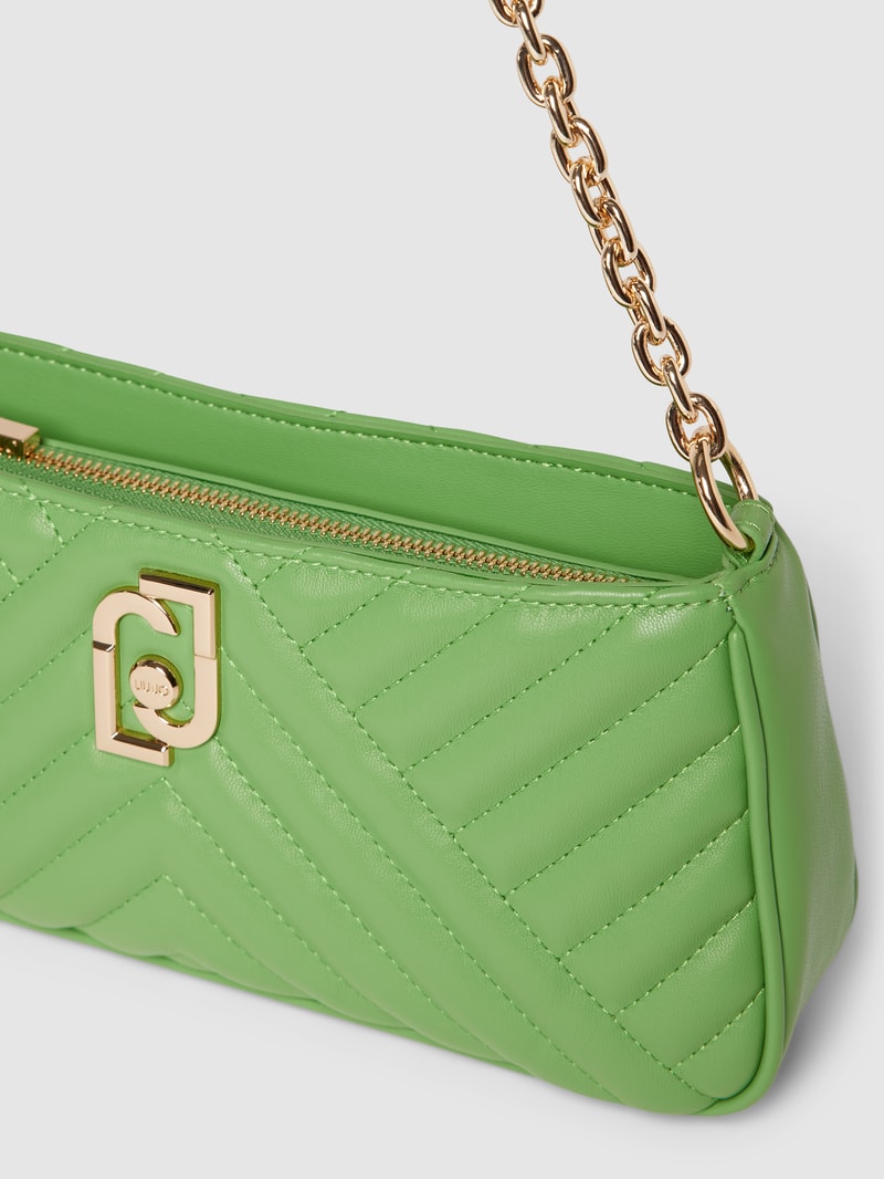 Handtasche in Leder- und Stepp-Optik in apfelgrün