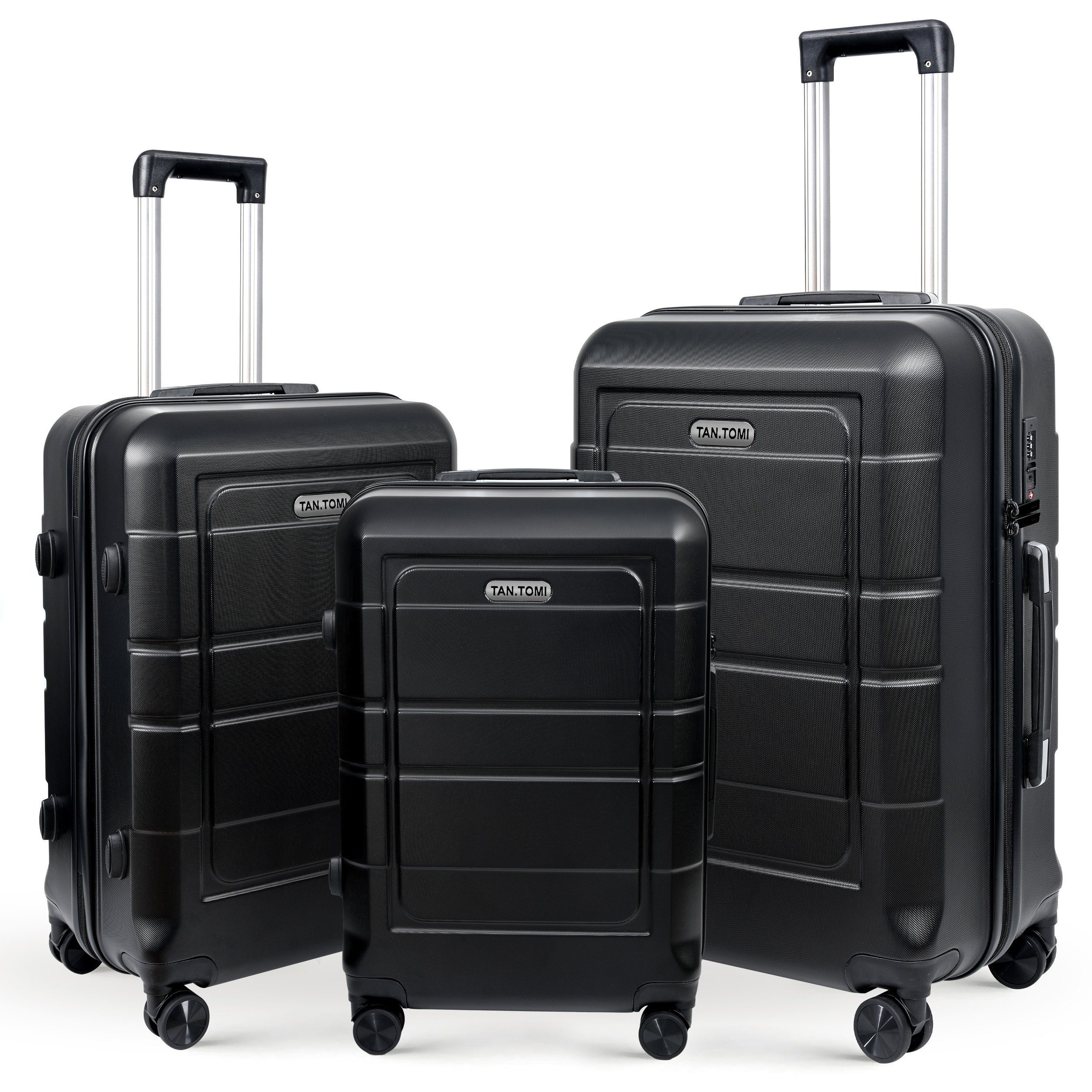 TAN.TOMI Hartschalen-Trolley Kofferset Hartschale Leicht Reisekoffer ABS+PC Erweiterbar Haltbar, 4 Rollen, Trolley Handgepäck Große Kapazität mit 4 Rollen und TSA Schloss