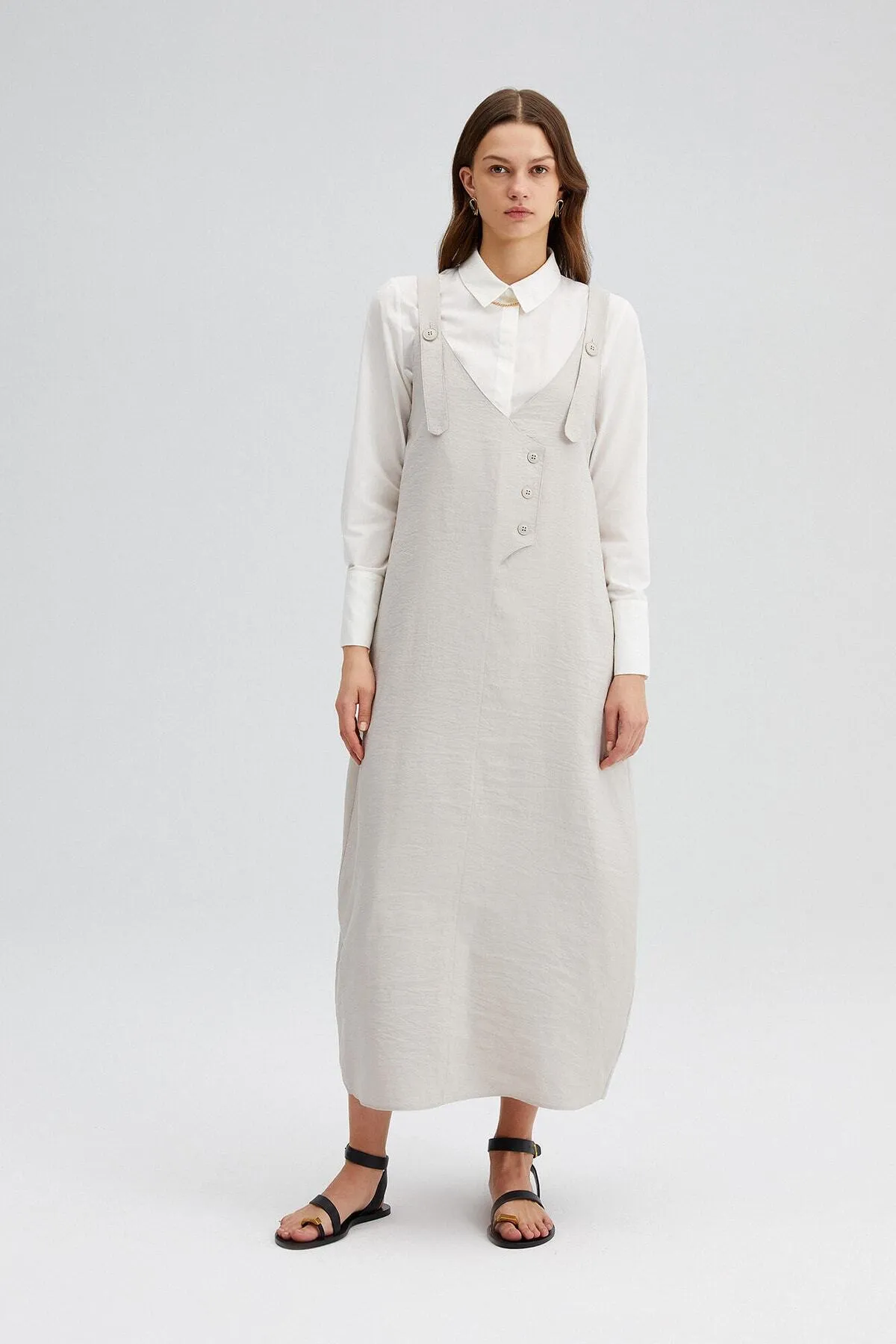 Touché Privé  Beige Weste – Knopfdetail – TOU10773