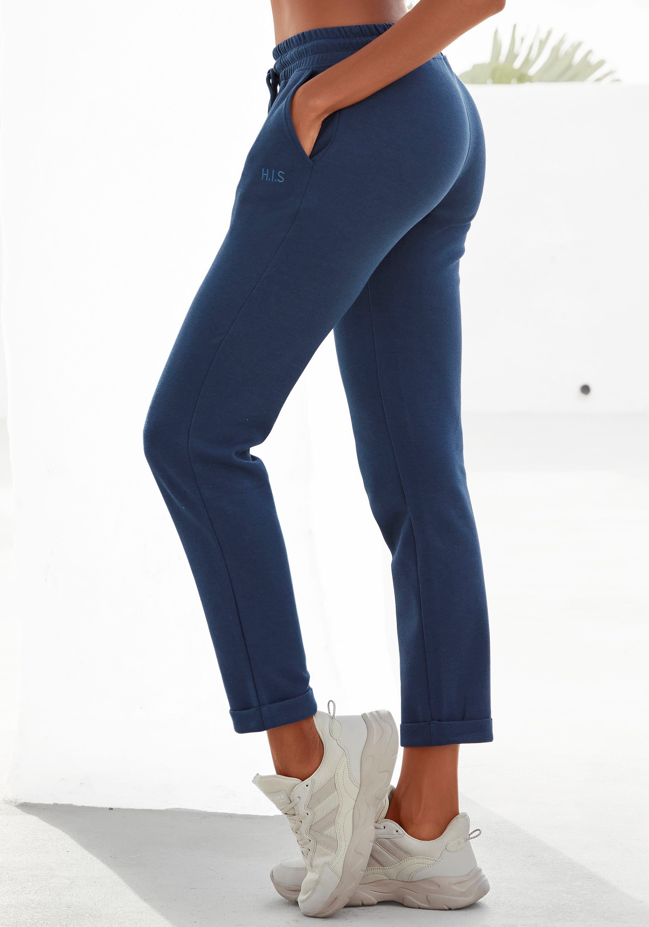 H.I.S Schlupfhose / Relaxhose / Sweathose mit kleinem Aufschlag am Saum, Loungeanzug