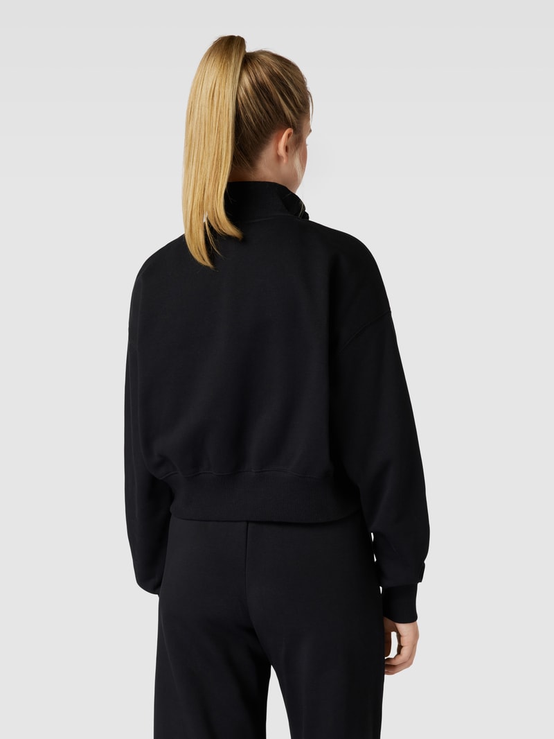 Cropped Sweatshirt mit kurzem Reißverschluss in schwarz
