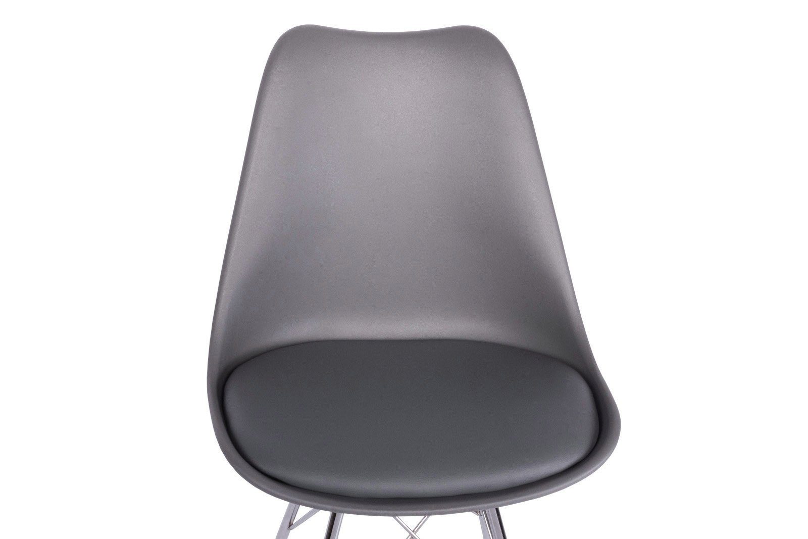 Junado® Schalenstuhl Lekues, Integriertes Kunstleder-Sitzkissen, Stuhl mit Gestell aus Chrom