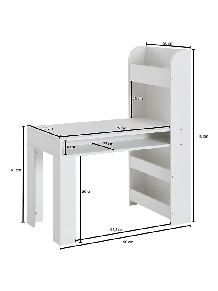 KADIMA DESIGN Kinderschreibtisch | Weiß, 90x50x110cm, Mit Regal günstig kaufen onesize