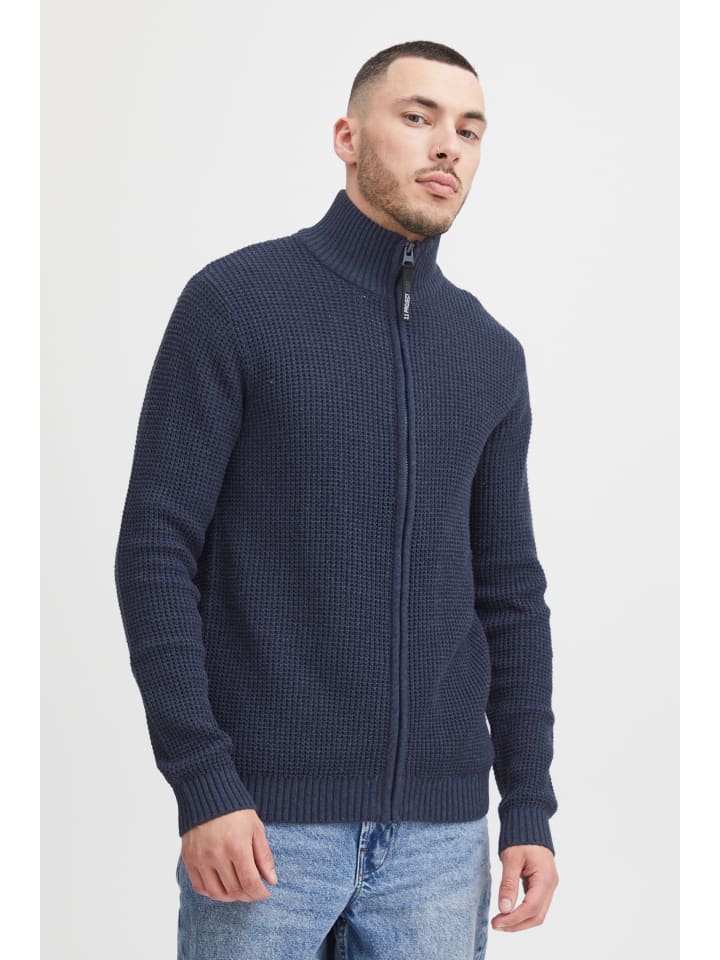 11 Project Strickjacke PRKimmo 21301063-ME  Lässige Strickjacke mit Perlfang in Blau günstig kaufen