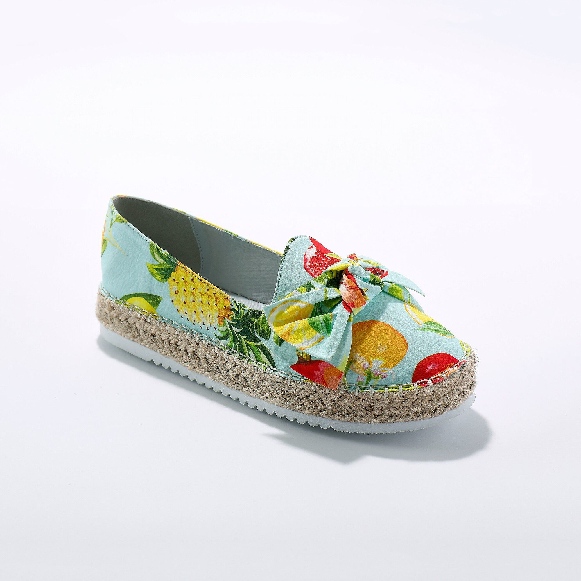 Mocassins espadrilles imprimées à noeud semelle corde crantée